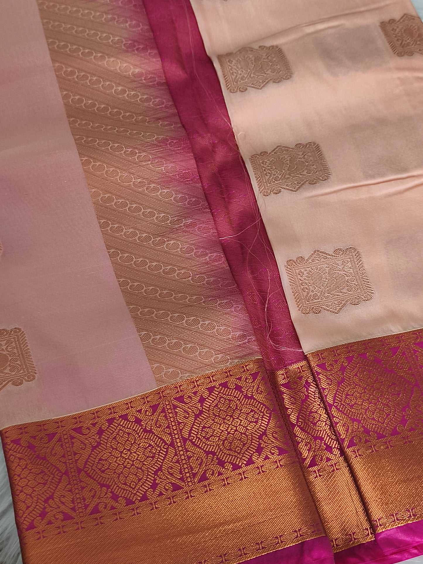 Kanchi Semi Silk Saree with contrast blouse