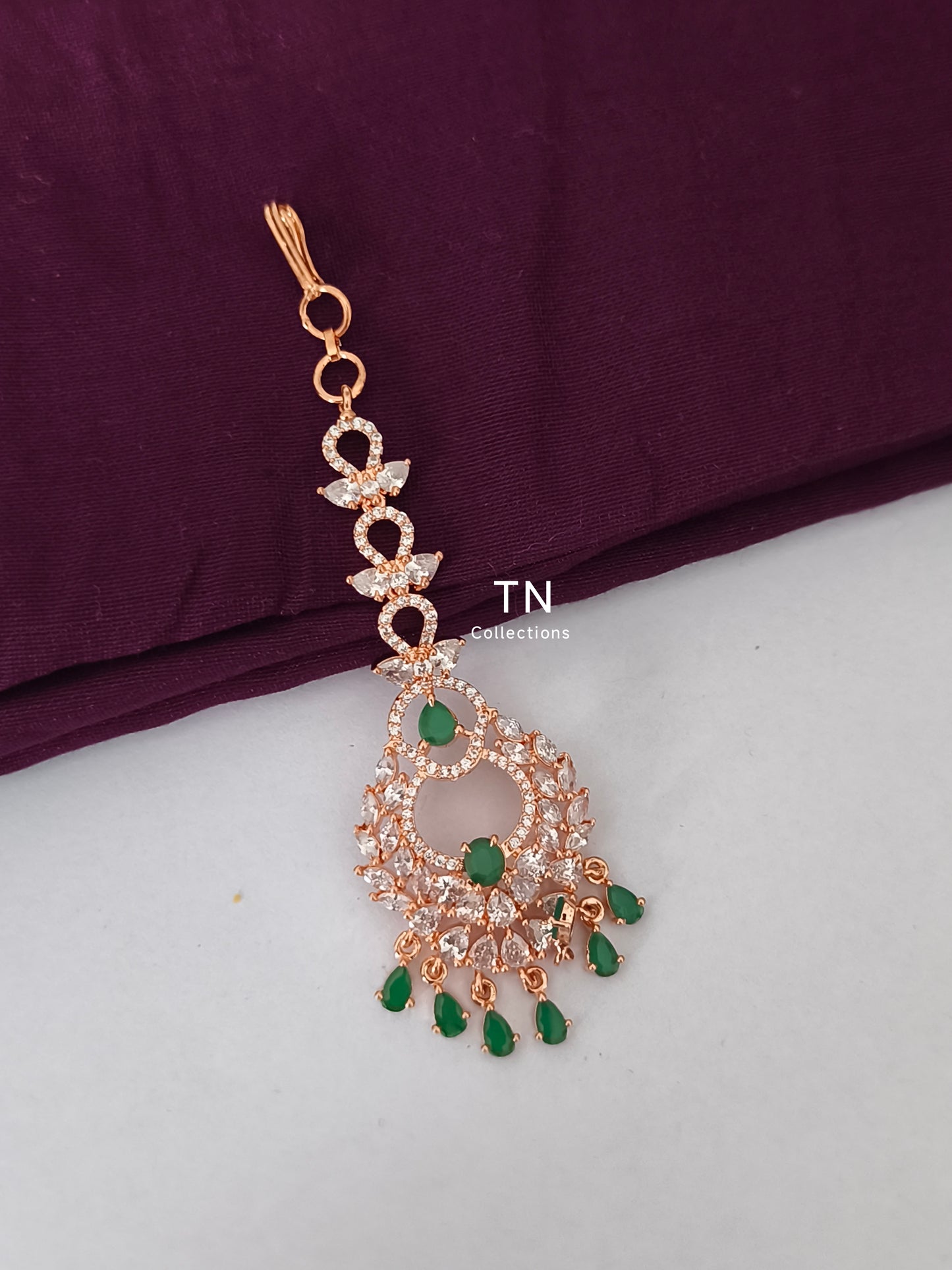 Rose Gold Finish Nethichuddi (Tikka)