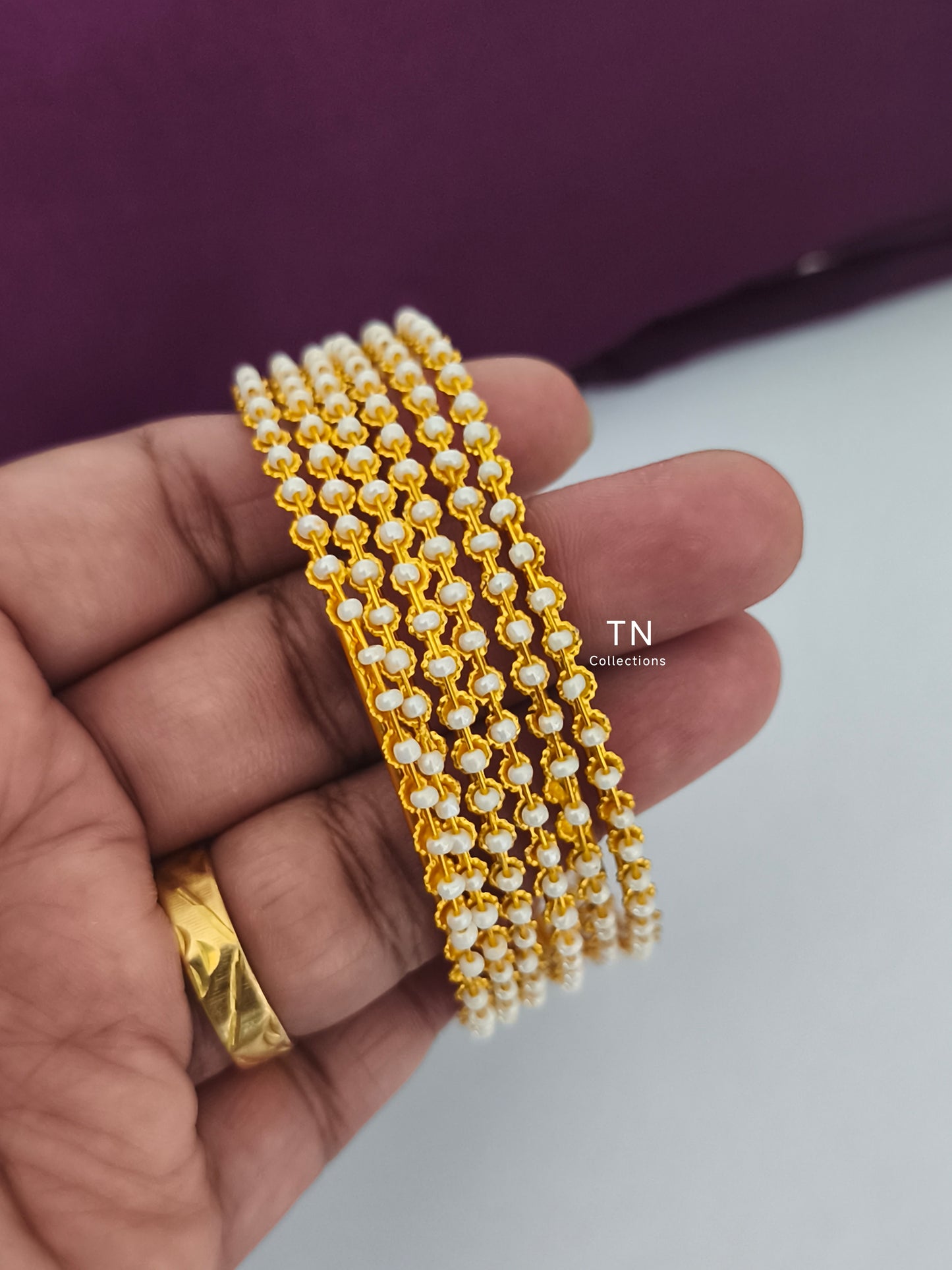 Matte Pearl Bangles Set (Size 2.8)