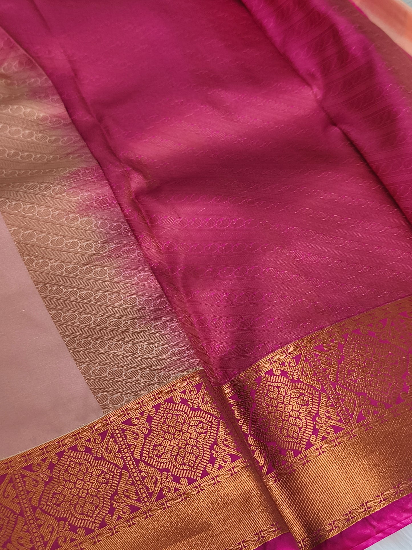 Kanchi Semi Silk Saree with contrast blouse