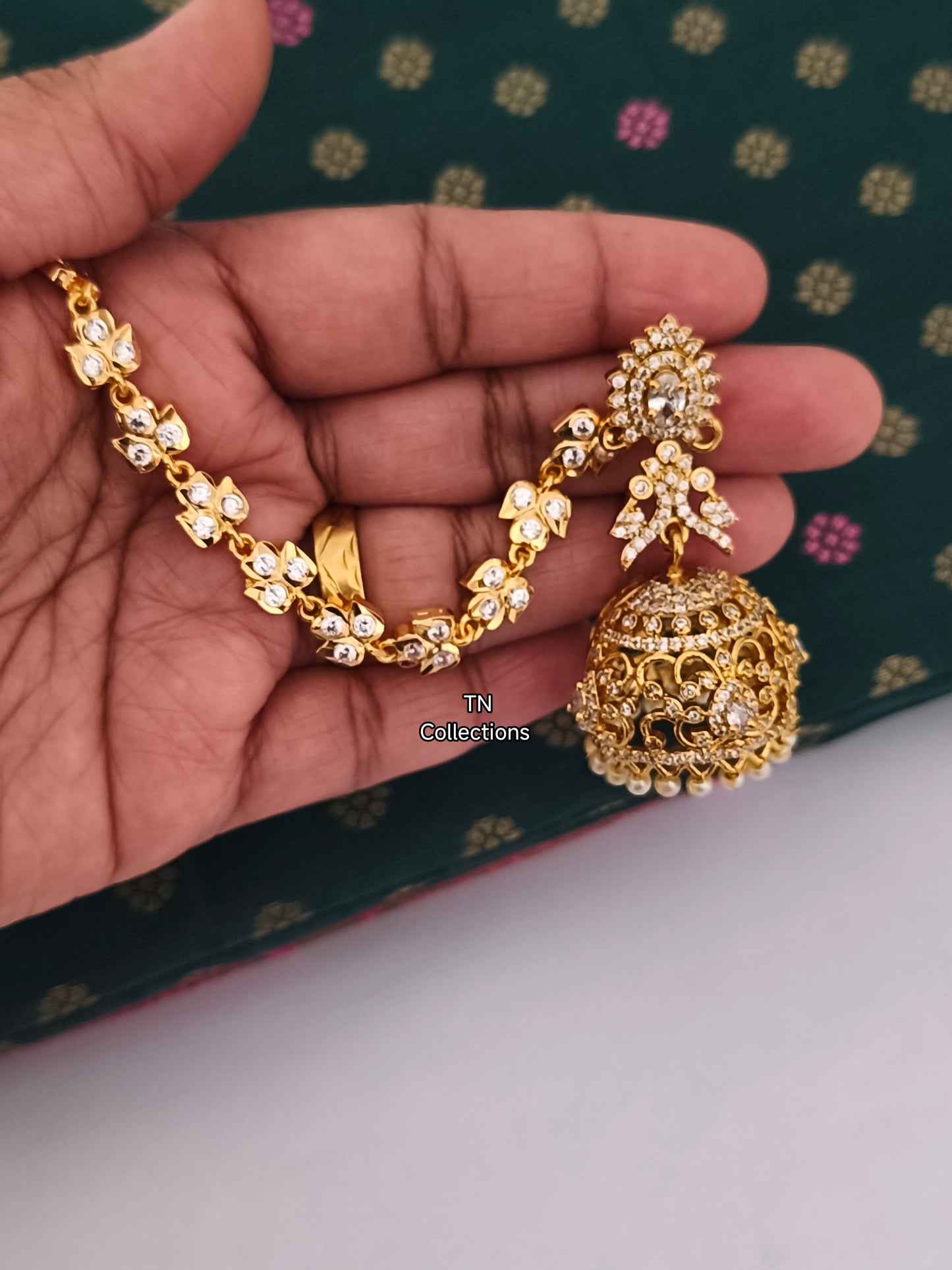 Micro gold plated Jimiki with Maatal (Full White stones)