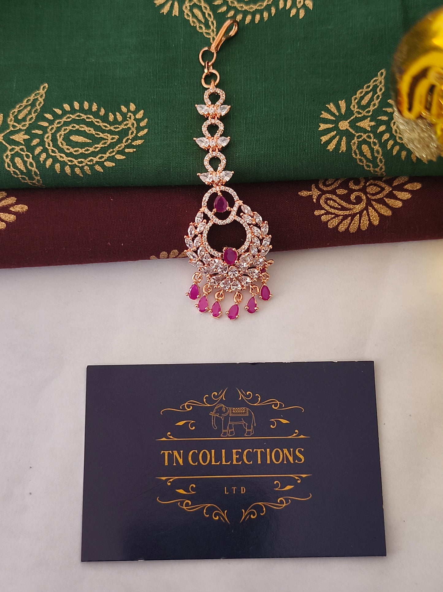 Rose gold finish Nethichuddi (Tikka)