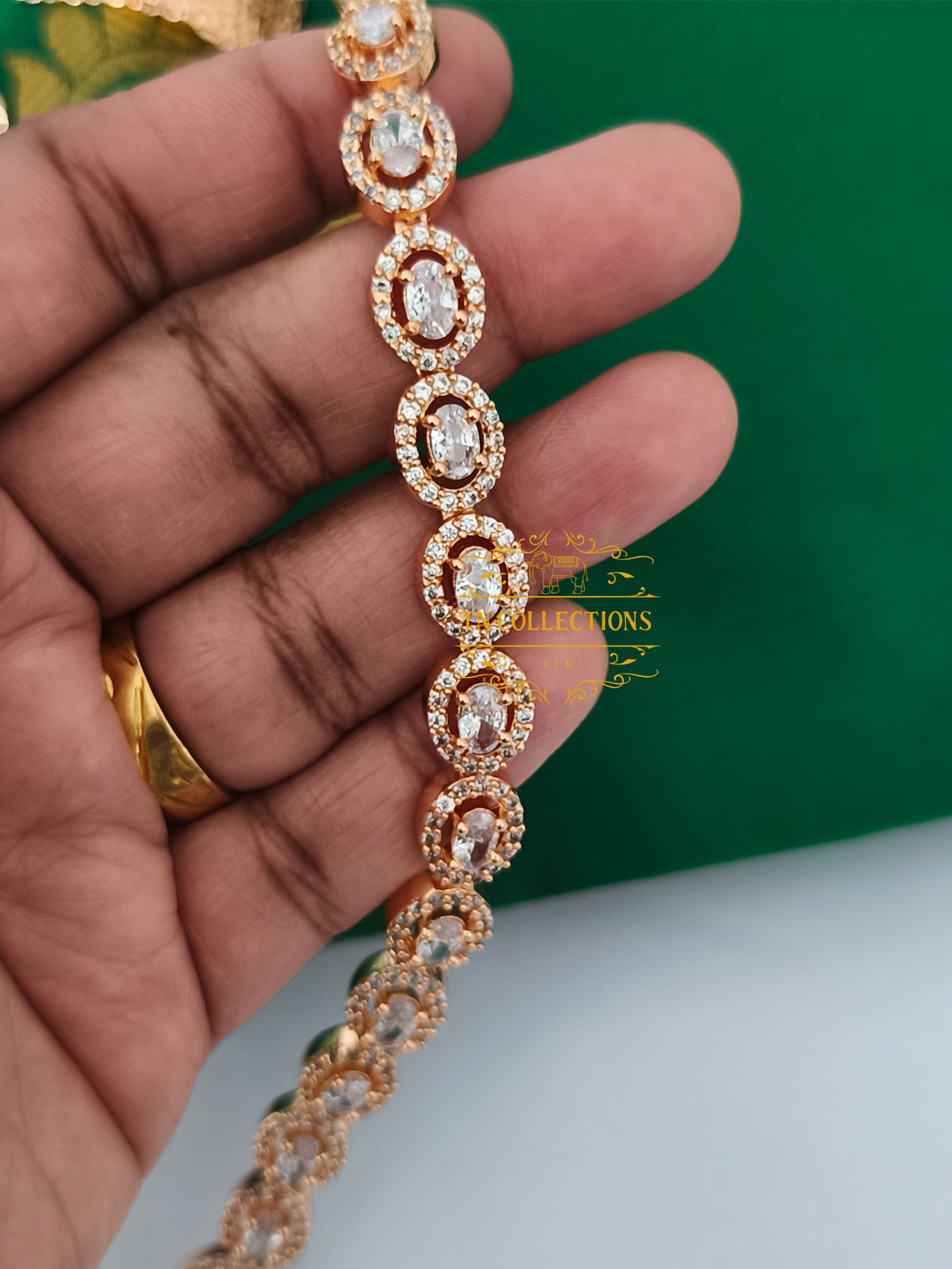 Rose Gold Finish Cz Waistchain