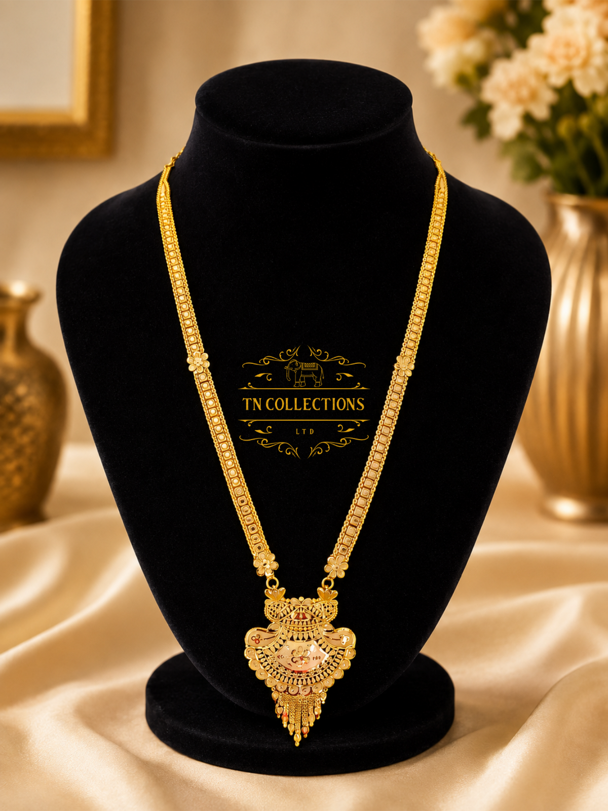Gold Plated Long Haaram with Earrings