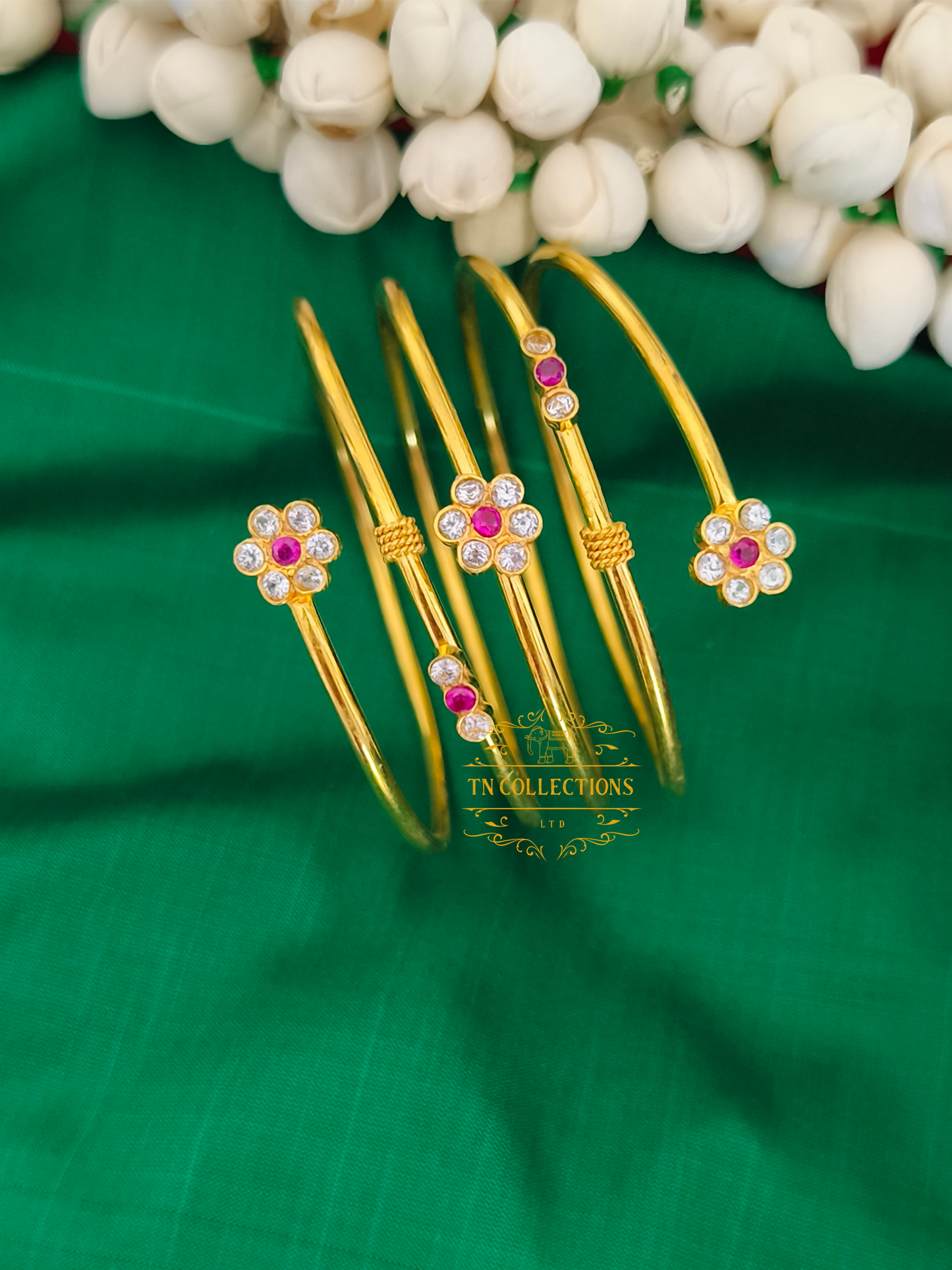 22ct Gold plated Traditional Bangle (Floral Design)