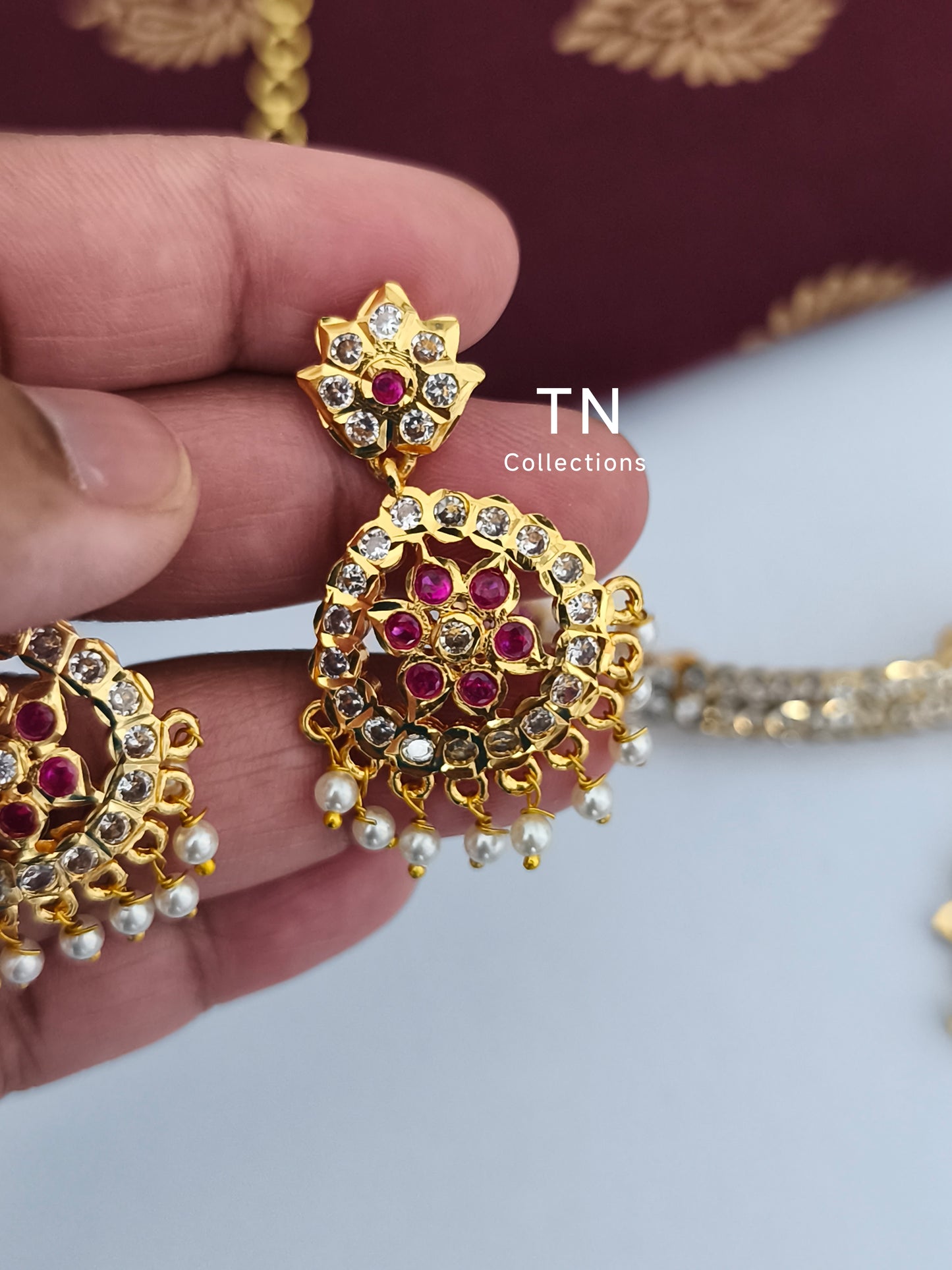 Traditional Gold finish Attiyal with earrings
