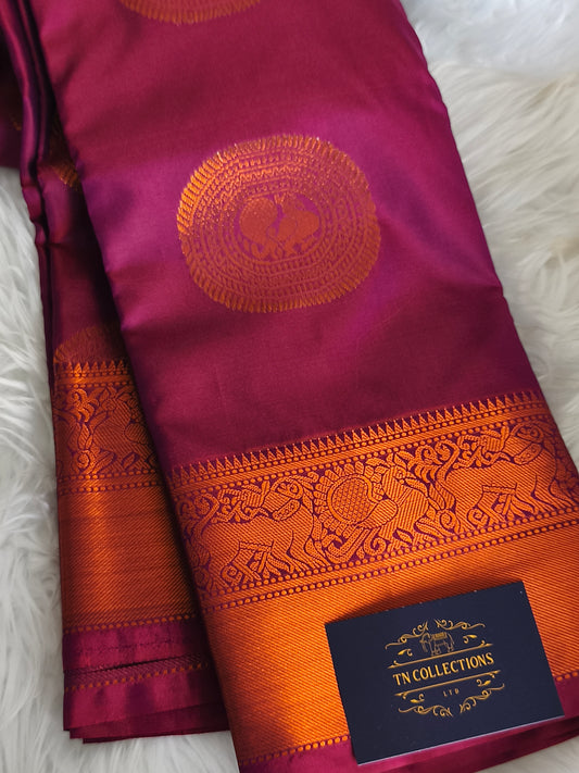 Traditional Kanchi embossed Soft Silk saree