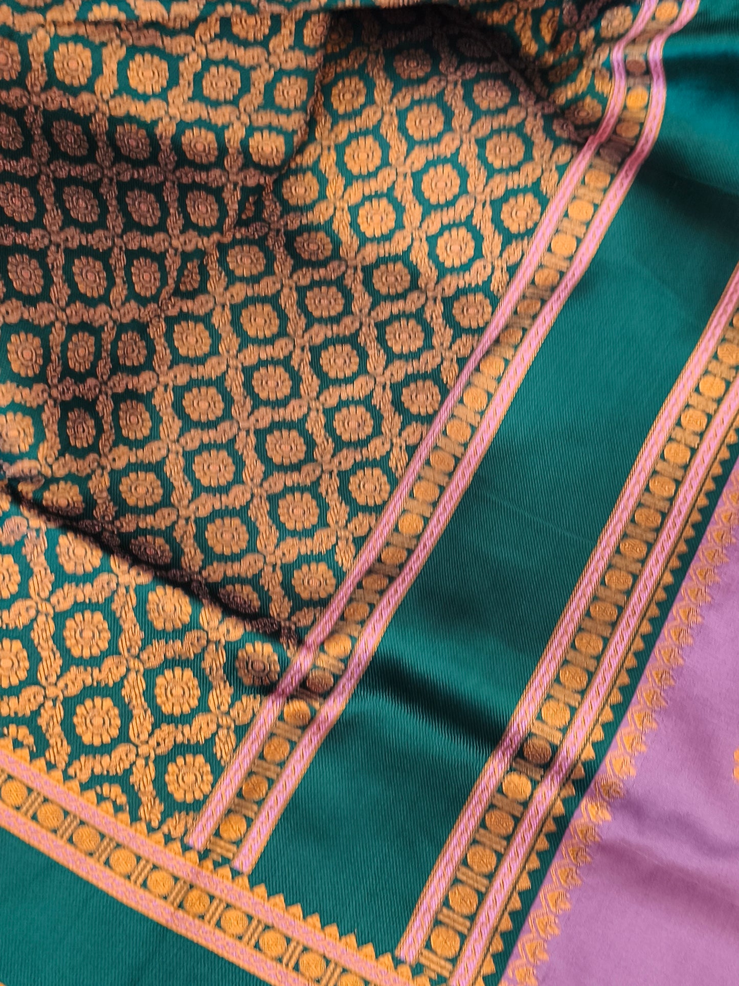 Banaras Semi Soft Silk Saree with contrast blouse and rich pallu