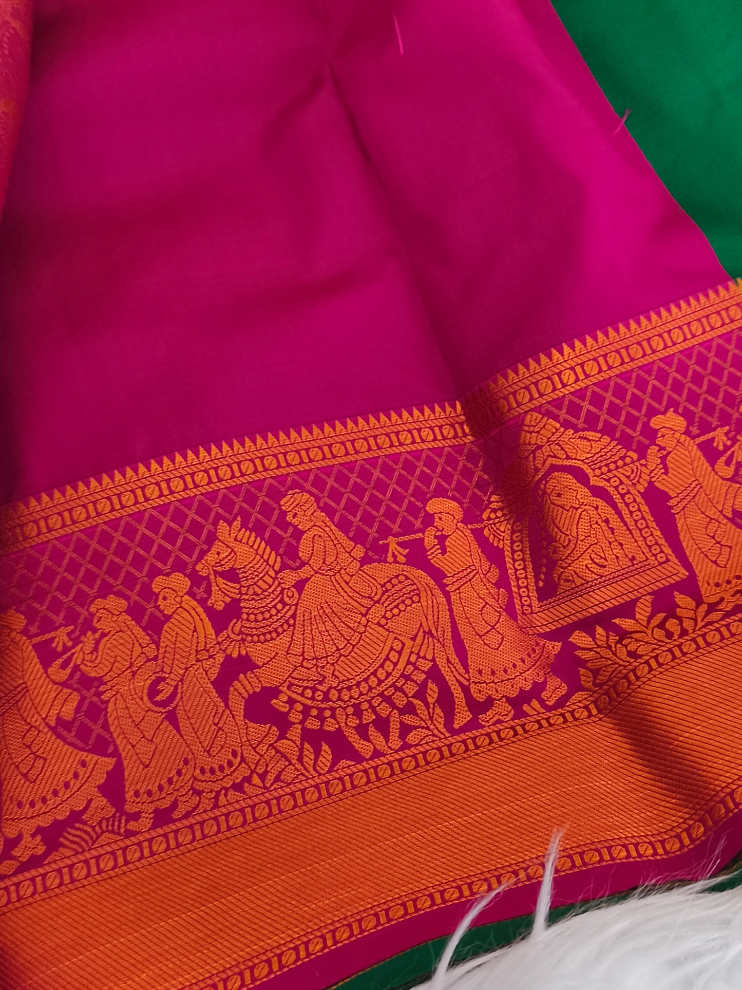 Pallakku design Green Kanchi Soft silk saree