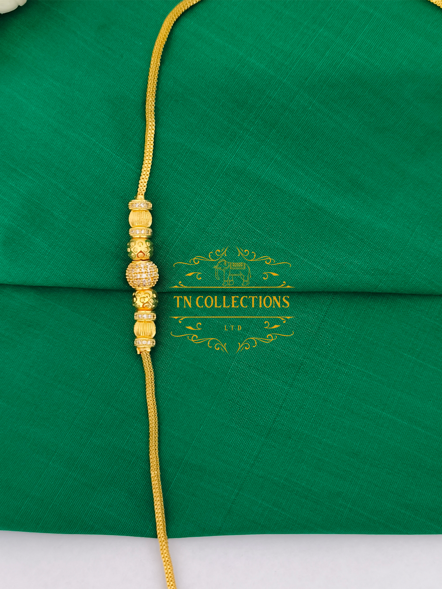 Gold Polished Mop Chain (white Stones)