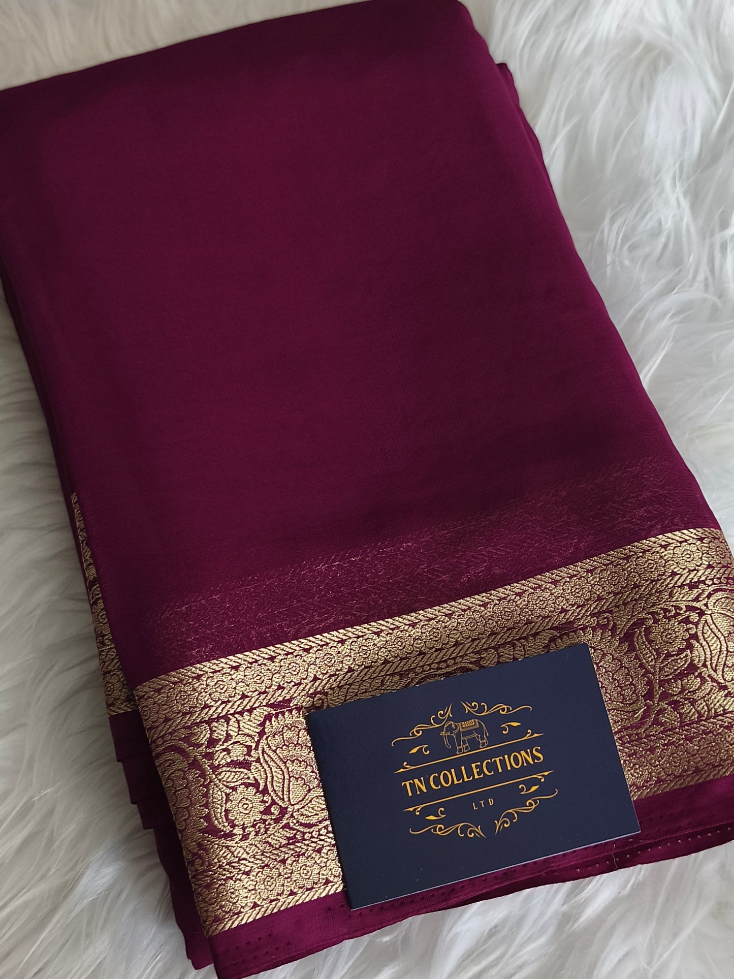 WINE colour Chiffon Georgette Party Saree