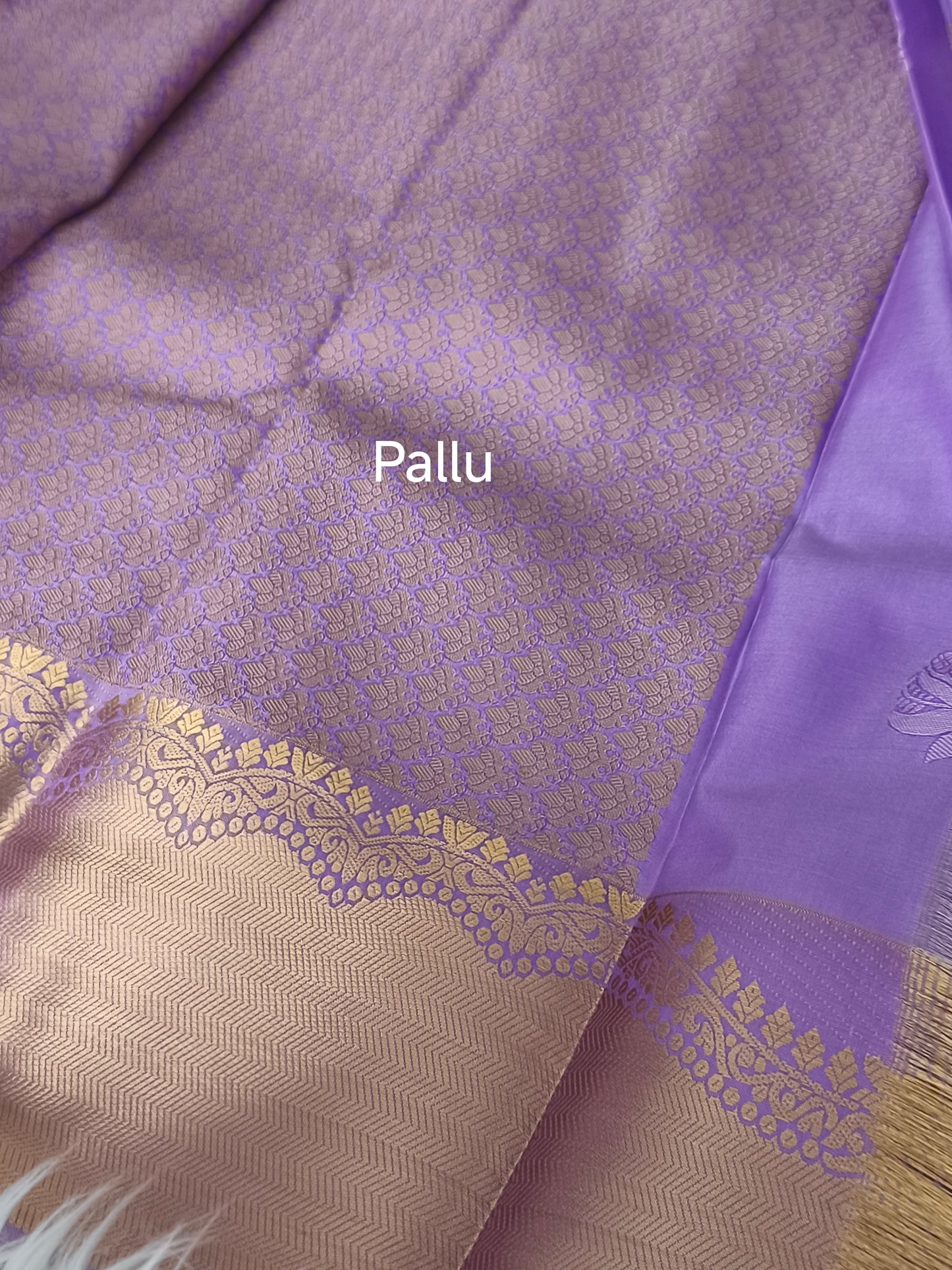 Lavender colour Kanchi embossed soft silk saree