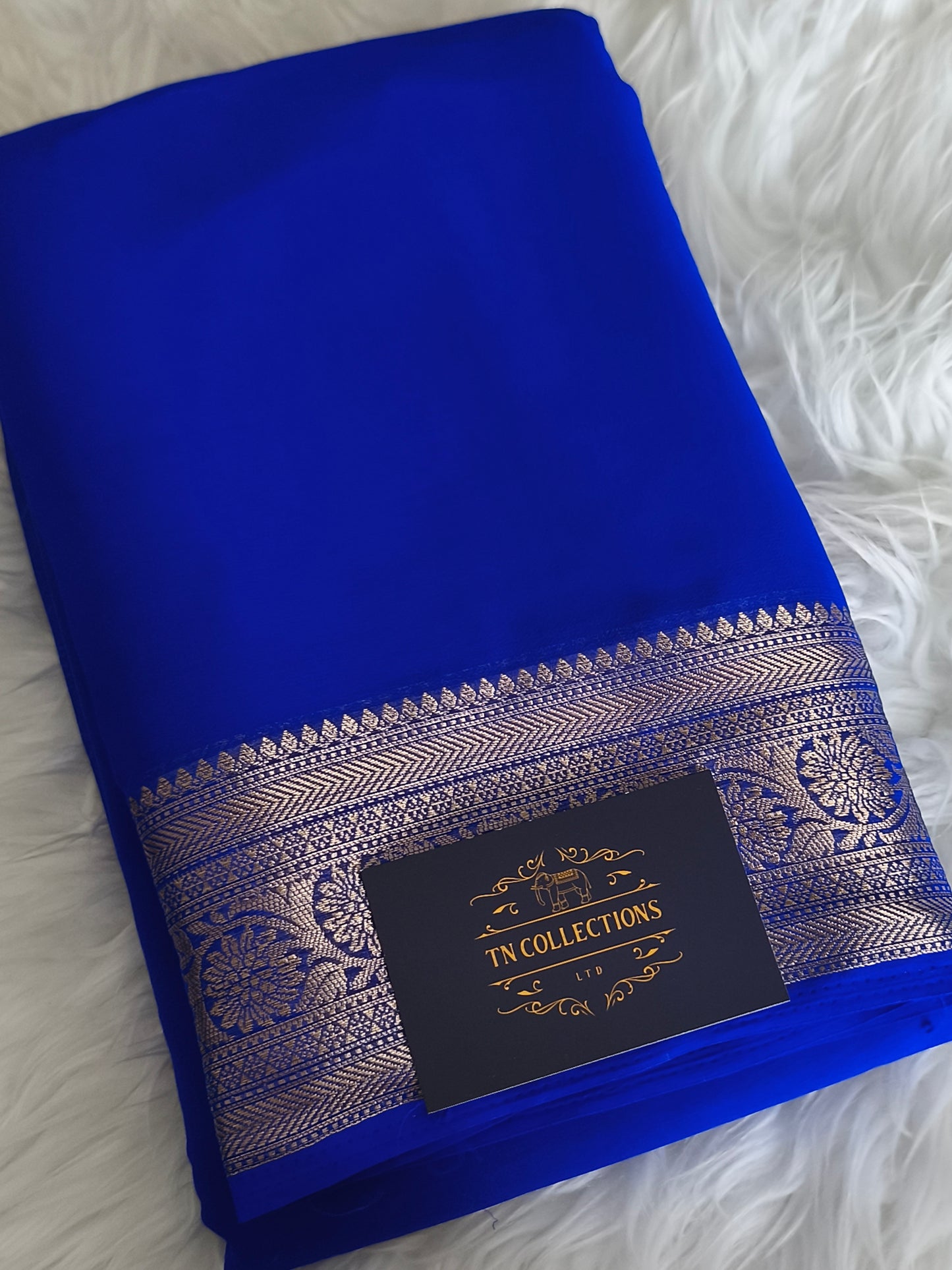 ROYAL BLUE colour Chiffon Georgette Party Saree
