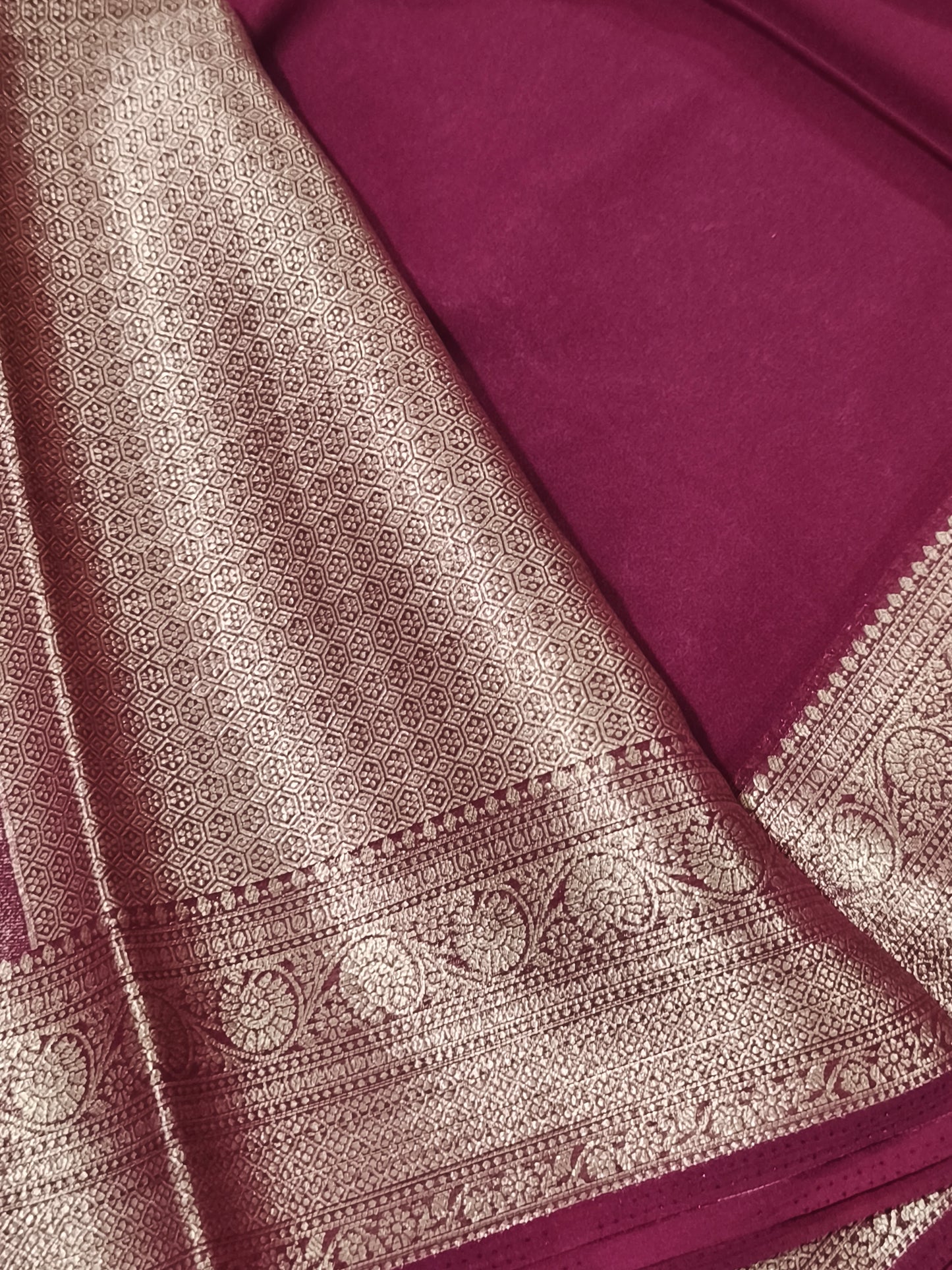 Maroon Chiffon Georgette saree