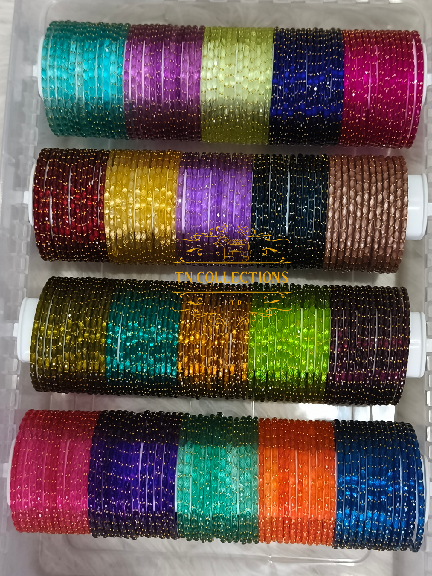 Raindrop Glass Bangles Set With Display Box (SIZE 2.6)