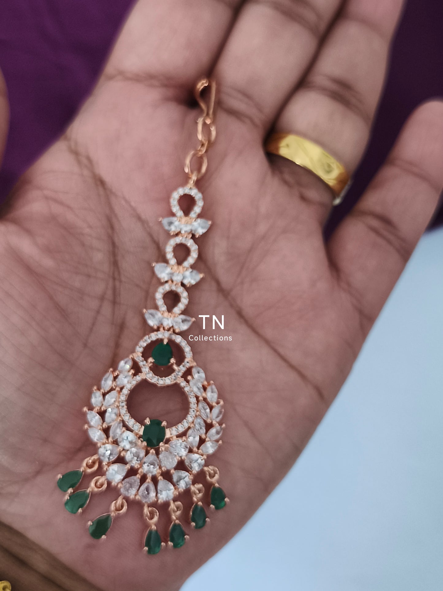 Rose Gold Finish Nethichuddi (Tikka)