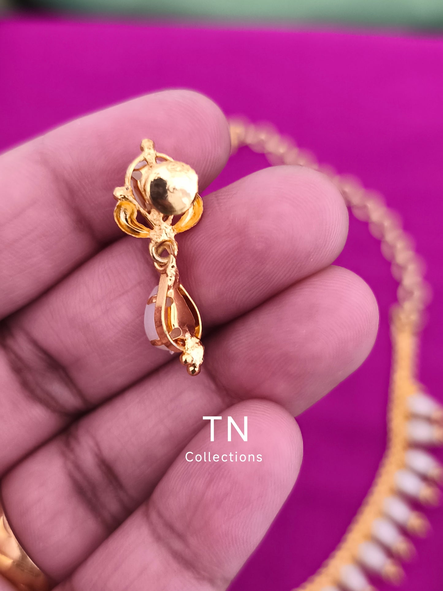 Gold plated Pearl Necklace with earrings