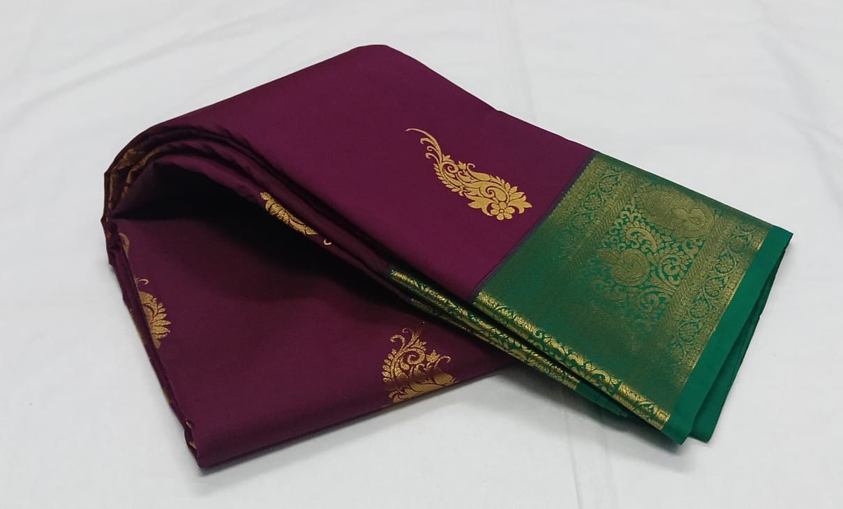 Kanchi Semi Silk Saree with contrast blouse