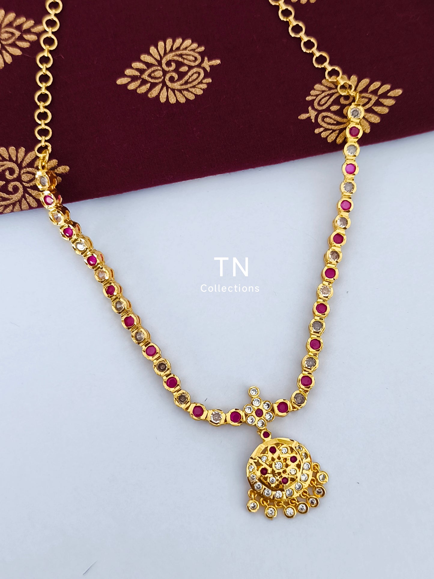 Gold Finish Short Necklace