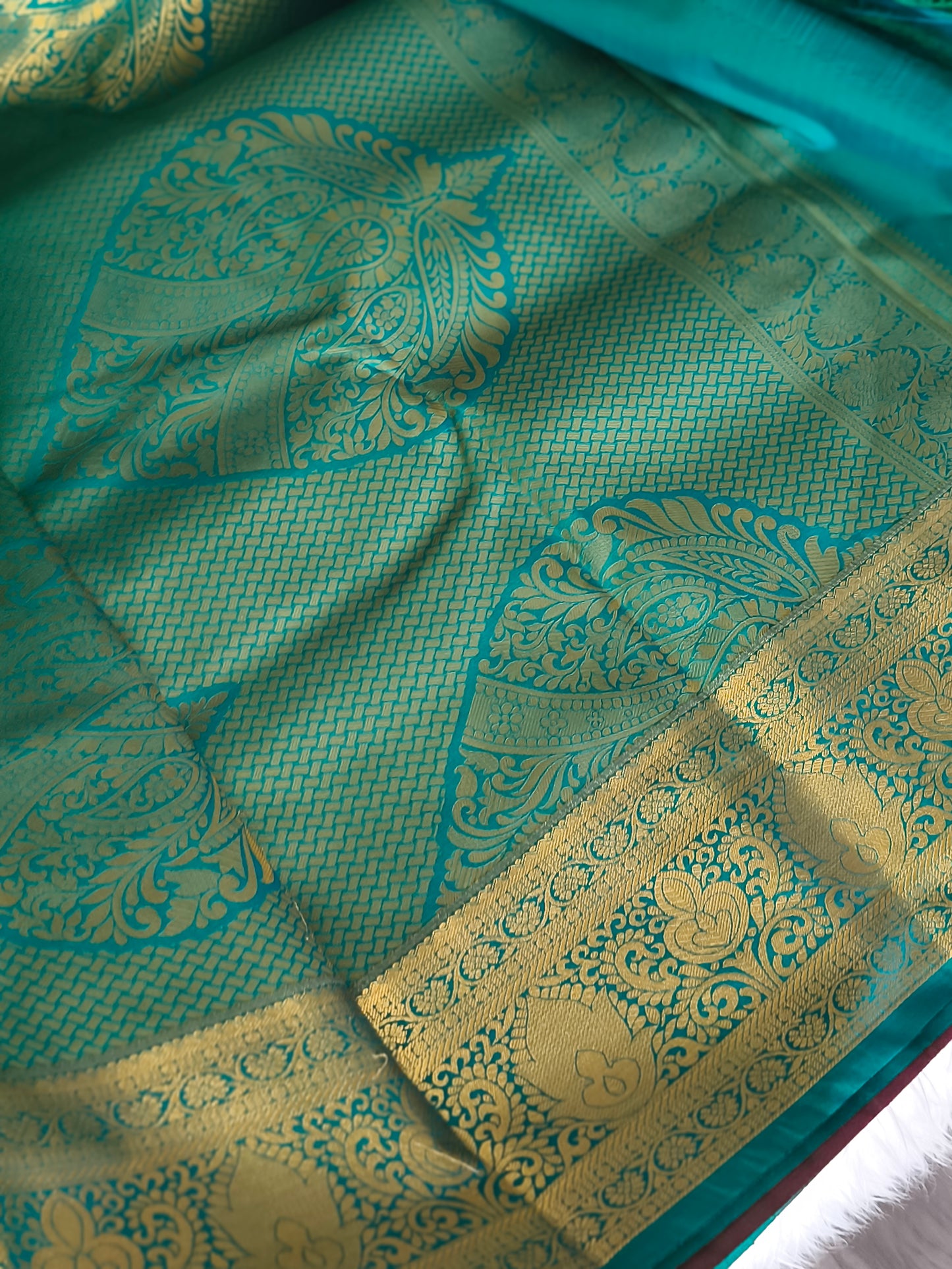 Kanchi Semi Silk Saree with contrast blouse
