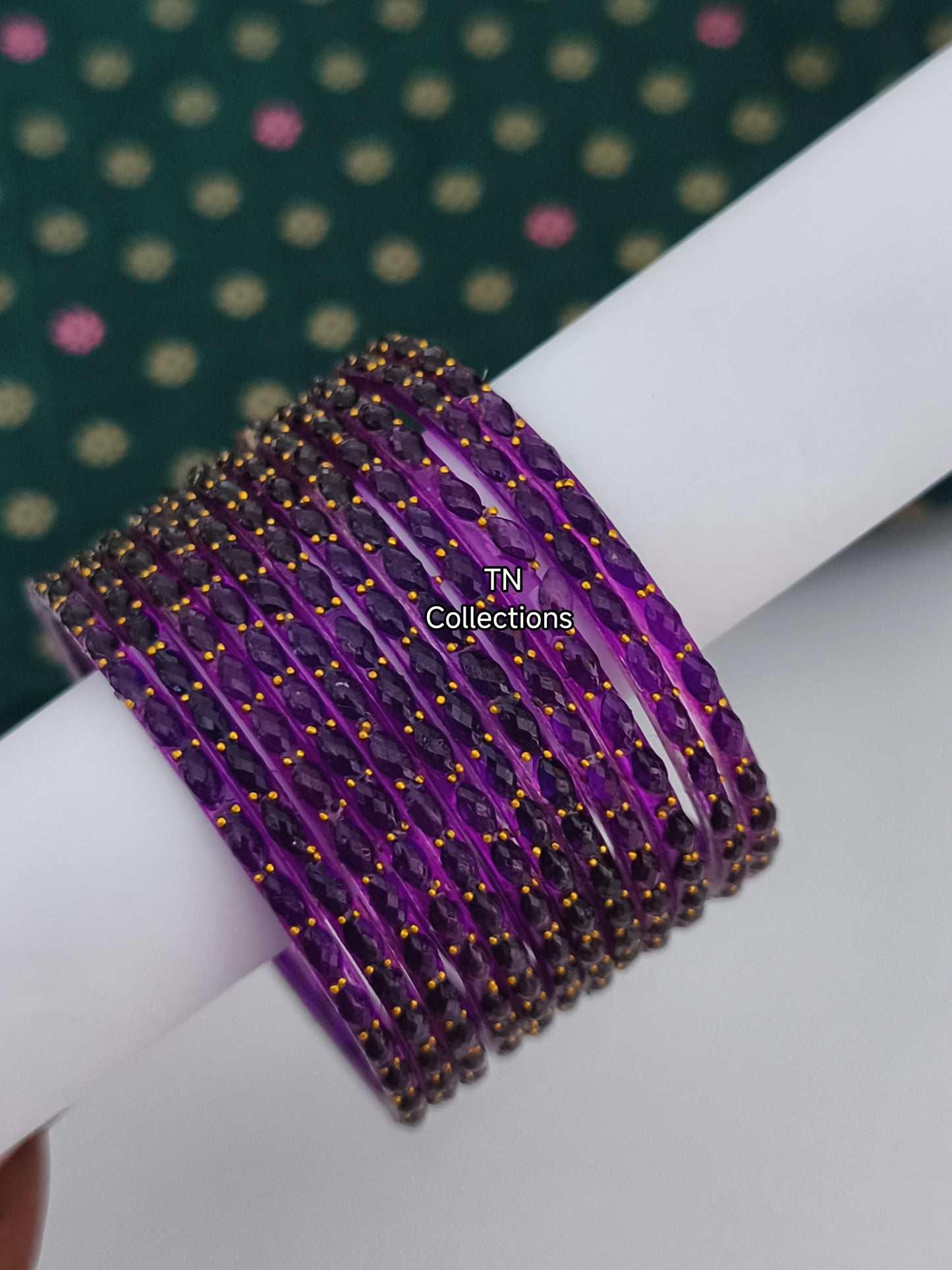 Trendy Dark Purple Glass Bangles (Size 2.6)