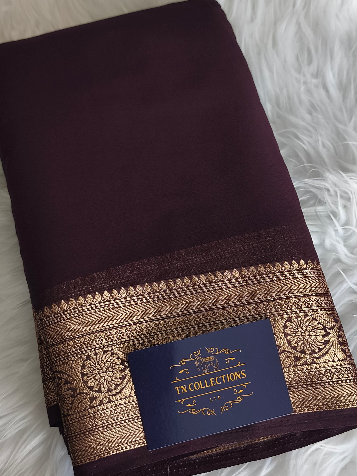 Coffee Brown colour Chiffon Georgette Party Saree