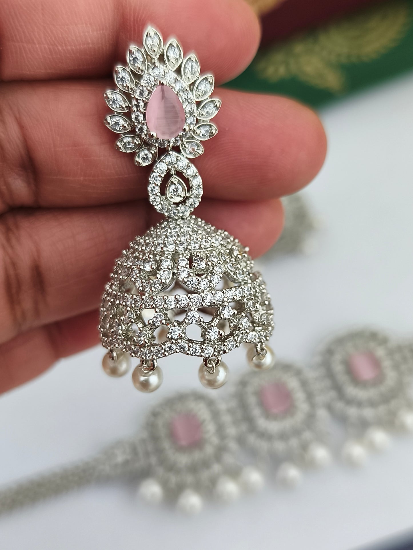 Silver Finish Choker Necklace set