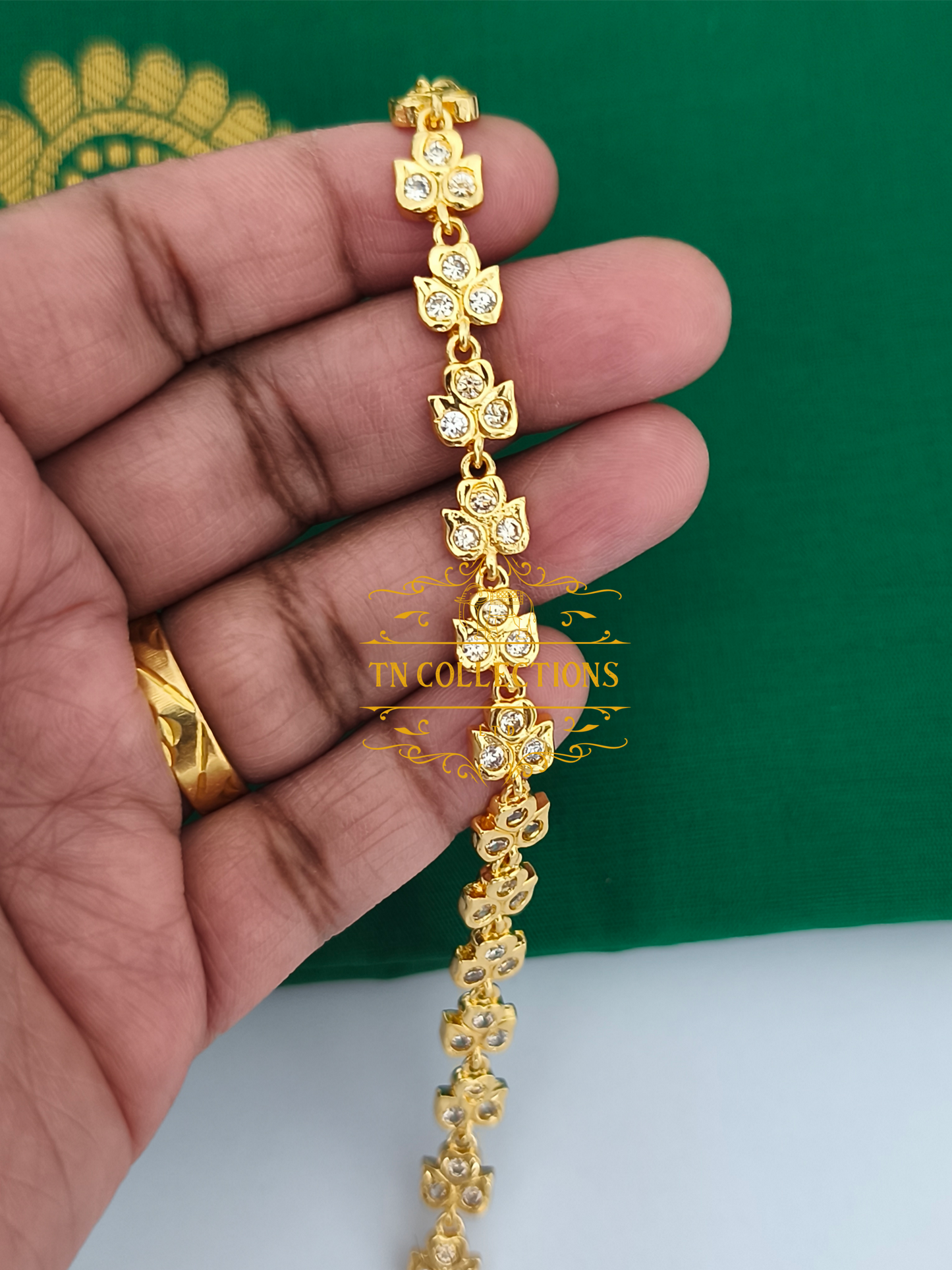 Micro Gold-Plated Traditional Hip Chain (Full white stones)