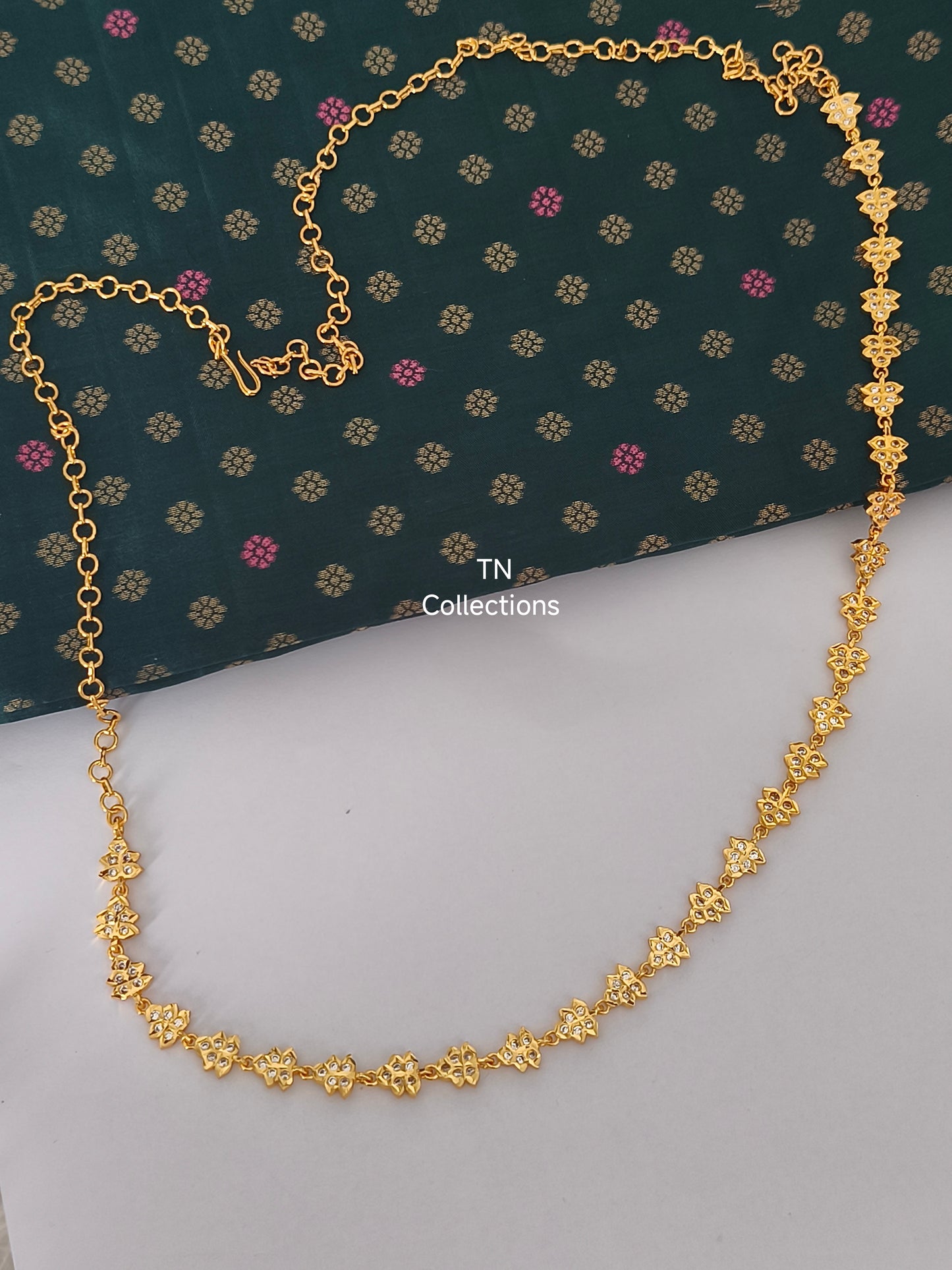 Micro gold plated Hip Chain(Full White stones)