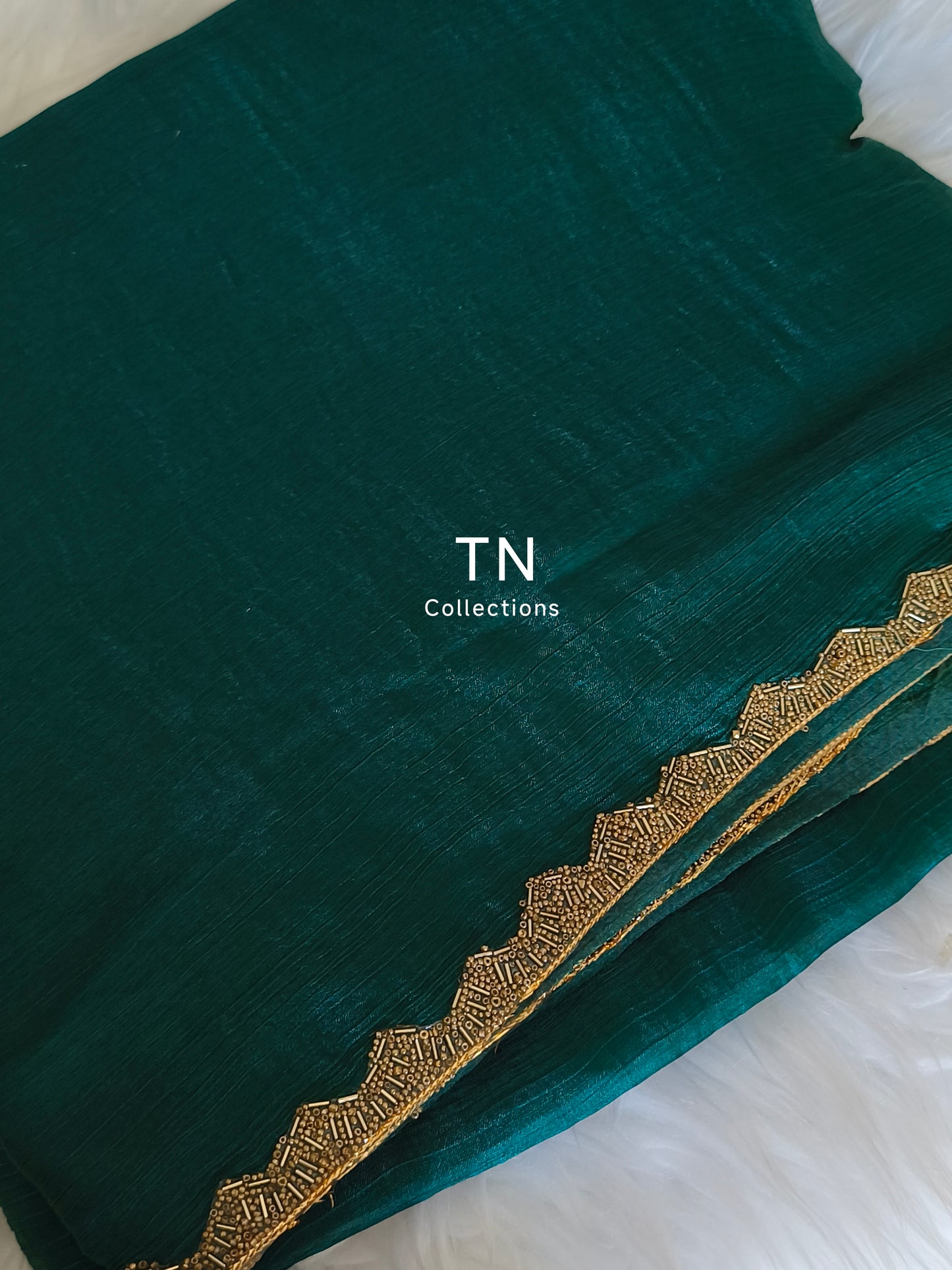 Dark green Soft Fendy Chiffon Party Saree