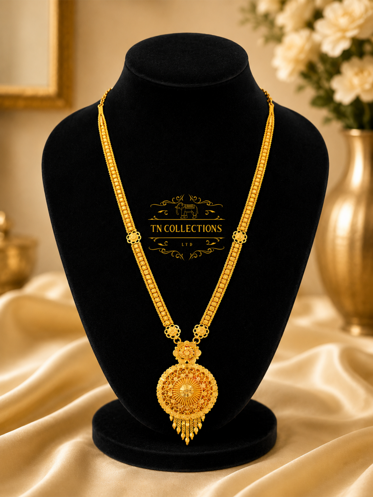 Gold Plated Long Haaram with Earrings