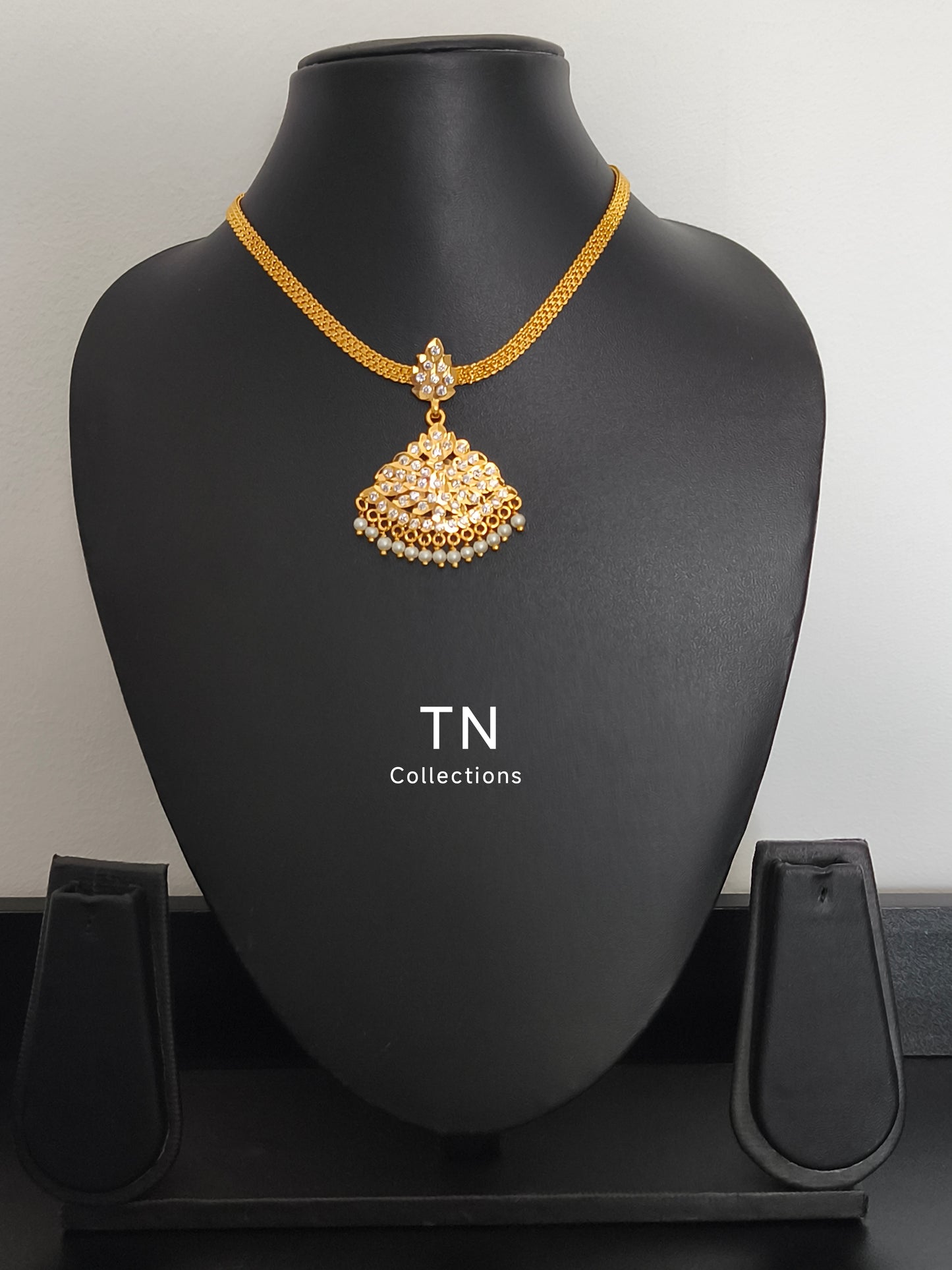 Traditional Impon Micro gold plated Attiyal/ Attigai with pearls hanging