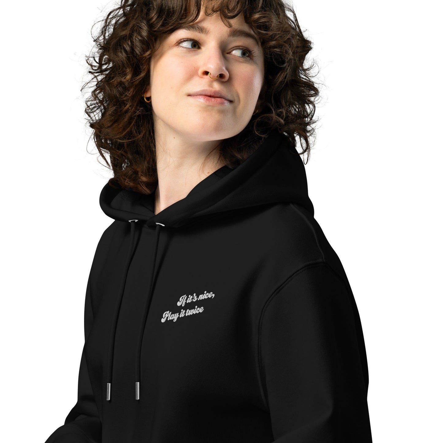 If It's Nice Play It Twice DISCO! Organic Cotton Embroidered Heavyweight Hoodie