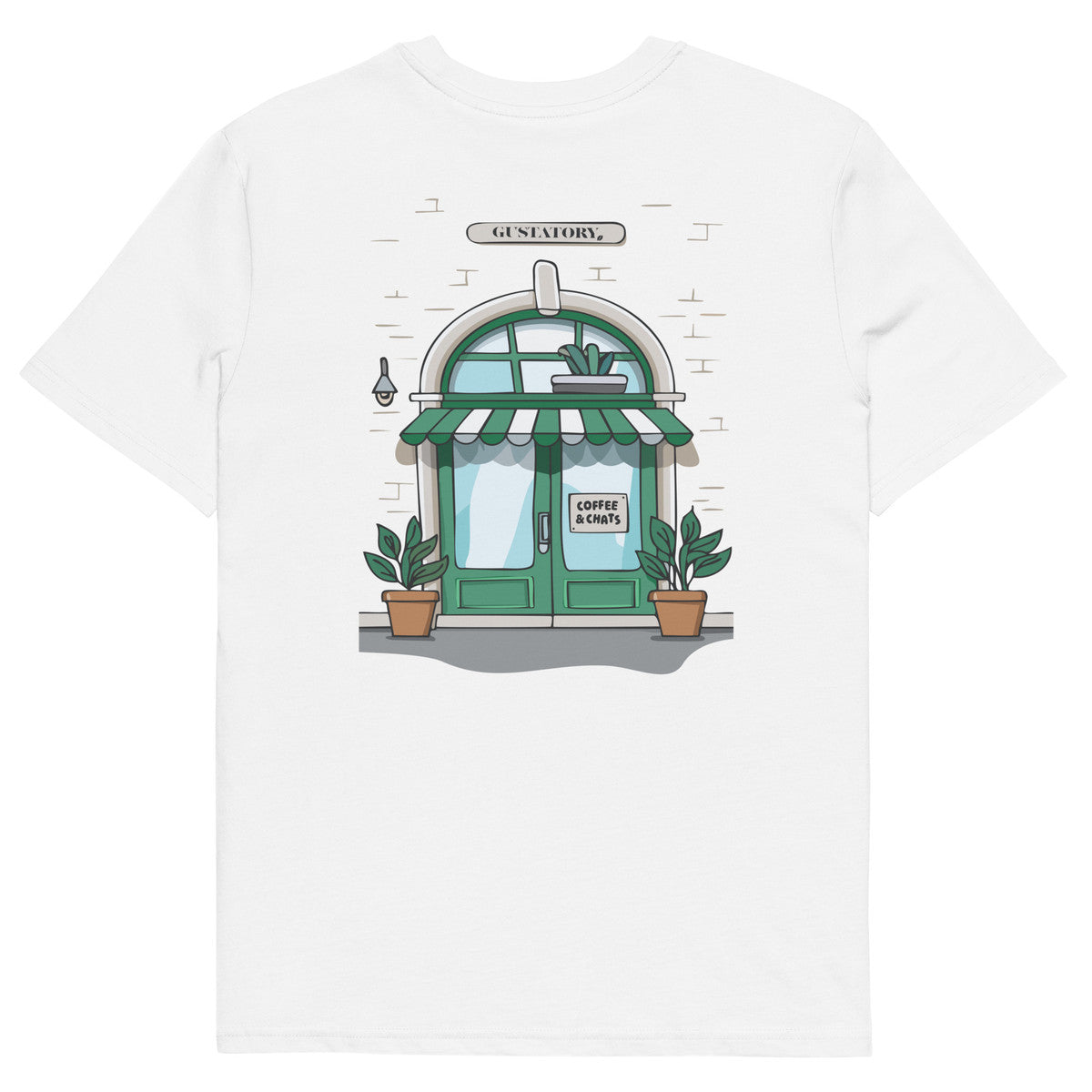 GUSTATORY Coffee & Chats Organic Cotton Embroidered T-Shirt