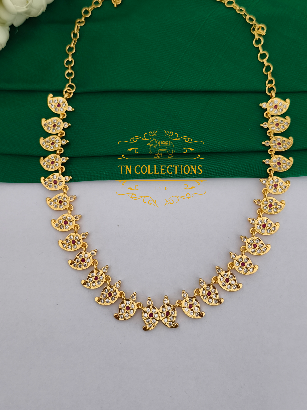 Micro Gold Finish impon Mango Design Choker Necklace