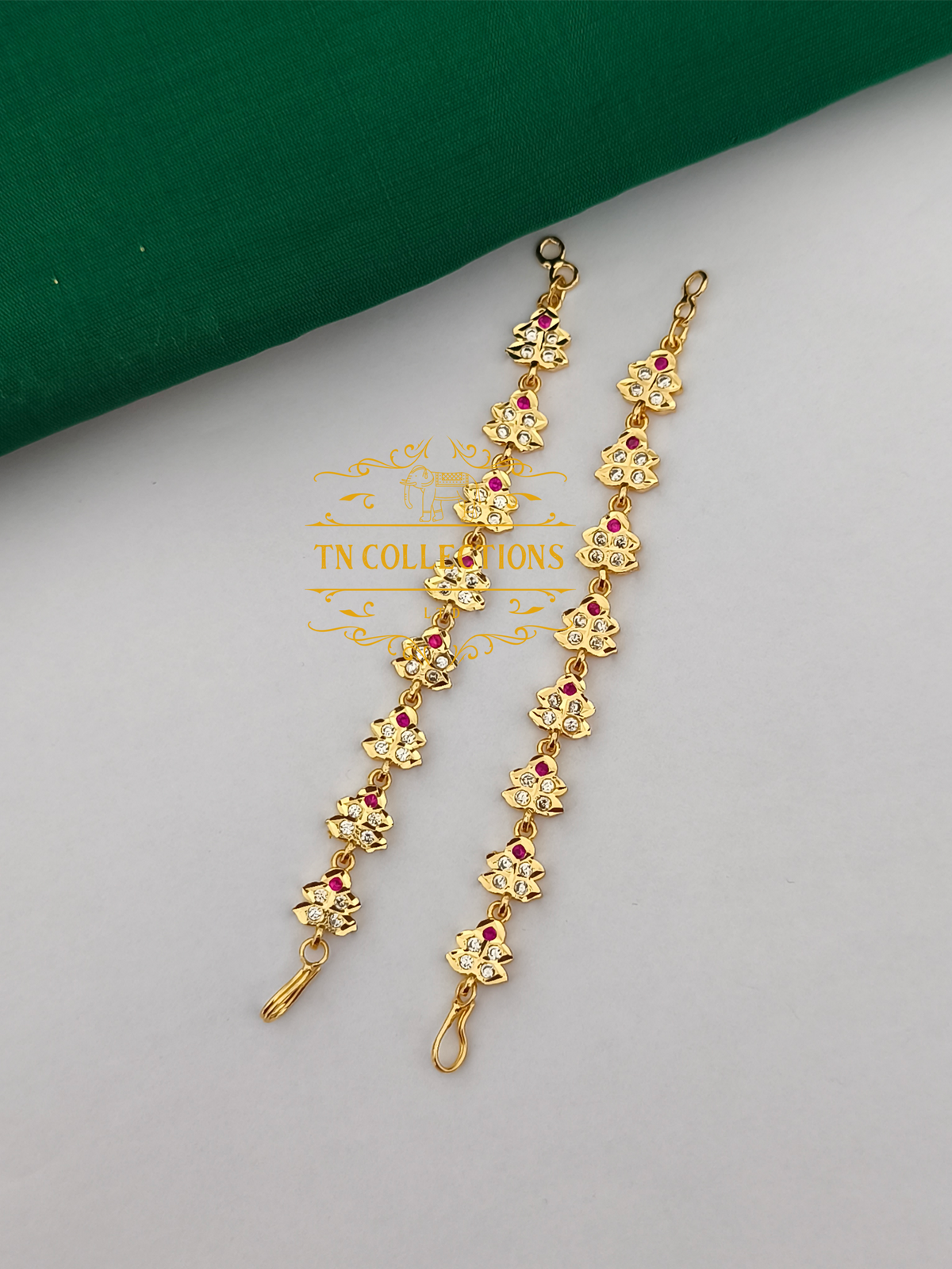 Micro Gold-Plated Traditional Maatal (Ruby & White stones)
