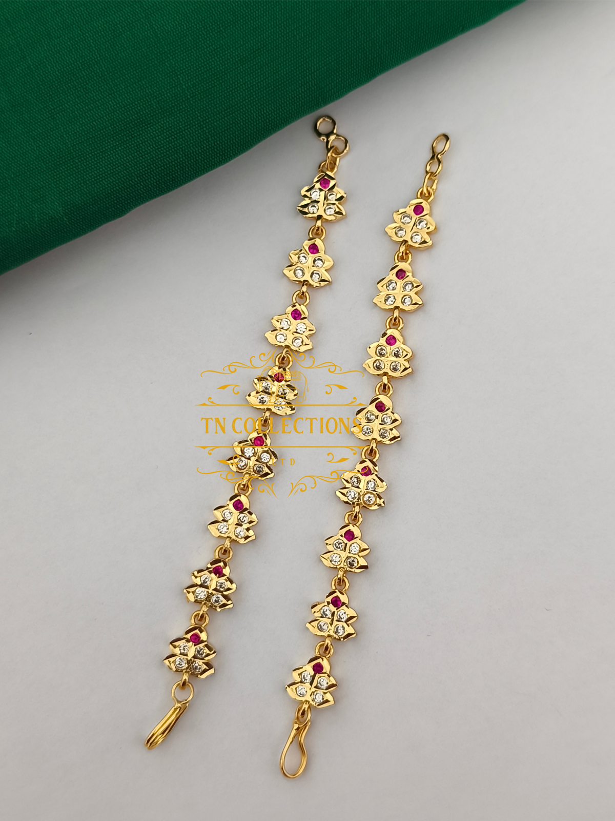 Micro Gold-Plated Traditional Maatal (Ruby & White stones)