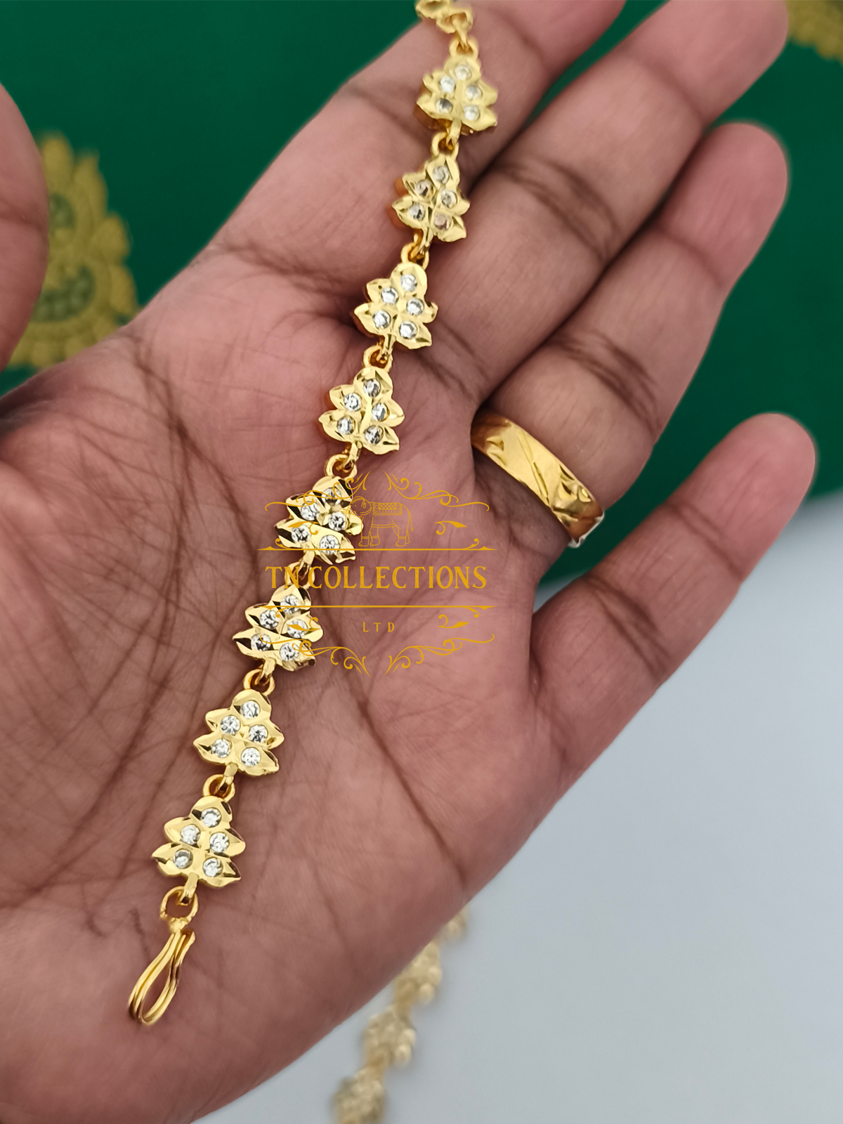 Micro Gold-Plated Traditional Maatal (Full White stones)