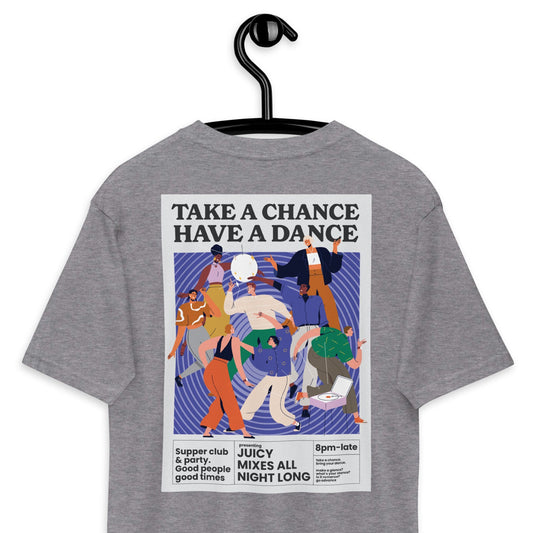 Take A Chance Have A Dance DISCO! Oversized Cotton Embroidered T-Shirt