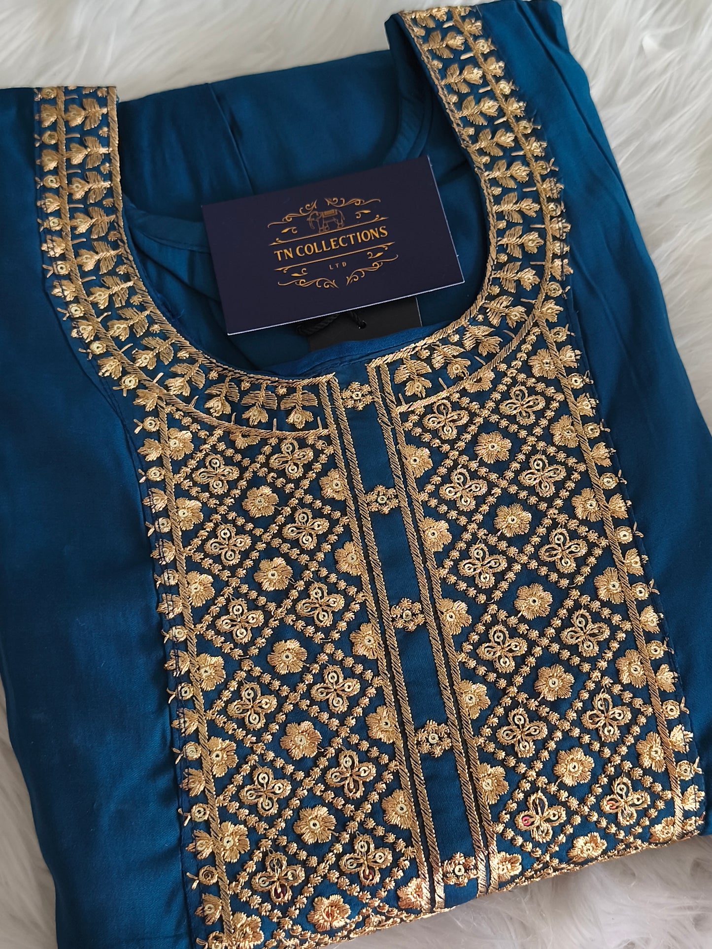 Readymade 3pcs Anarkali Type Shalwar (Navy Blue)