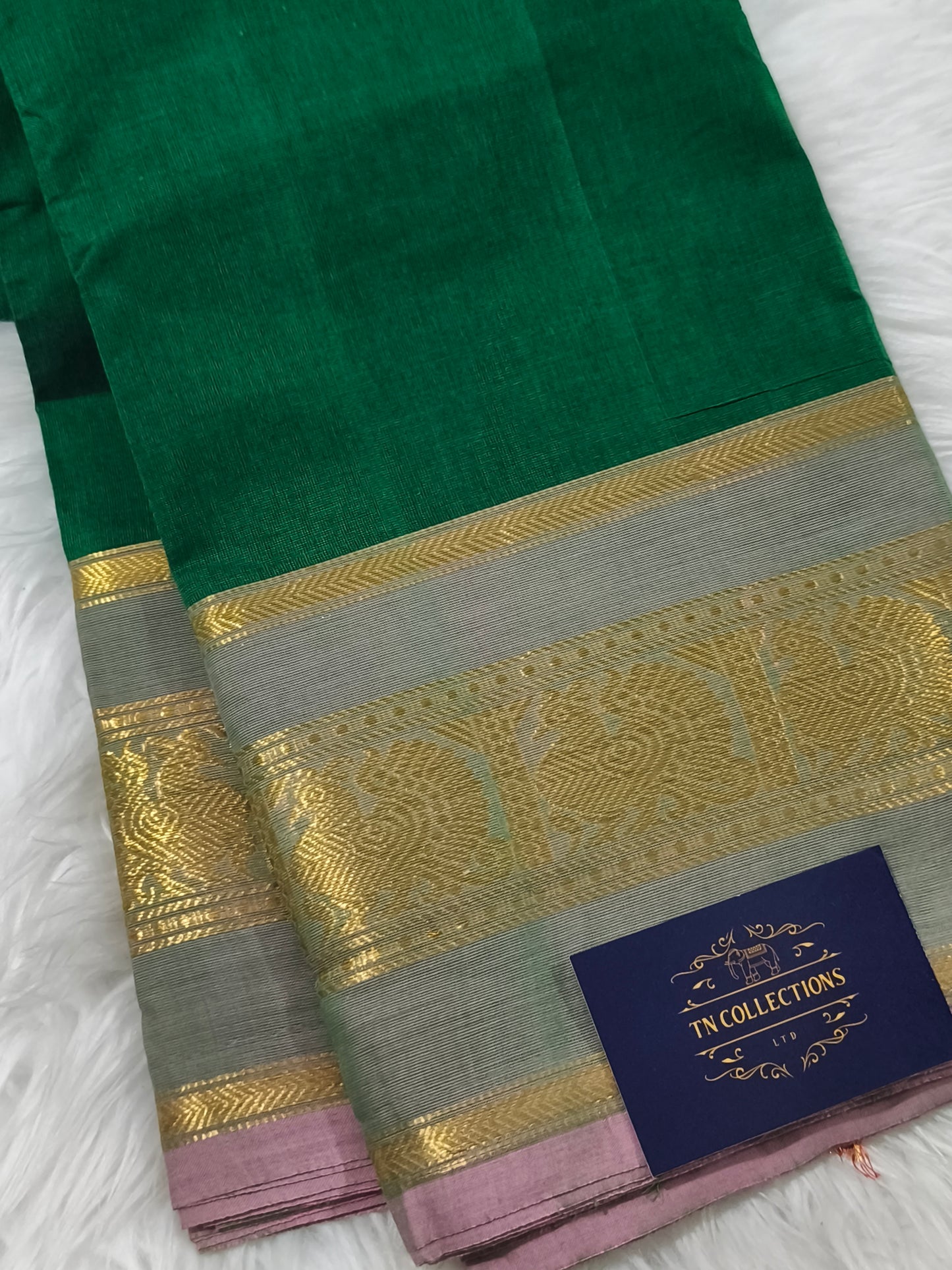 Pure Kanchi Cotton Saree (Green)