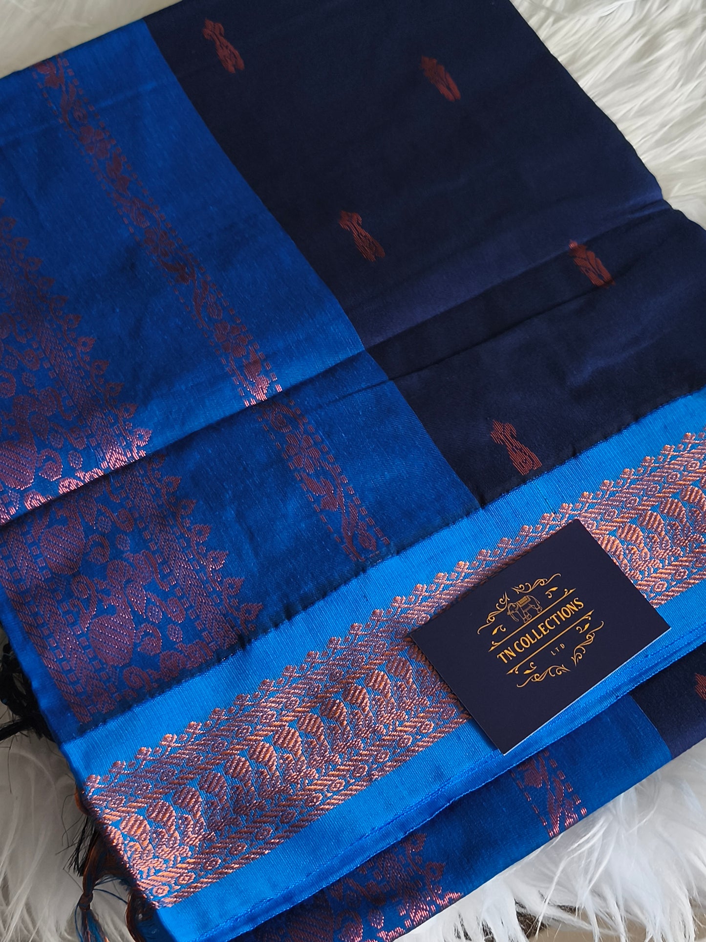 Navy blue with Royal blue Kalyani cotton Pattu Saree