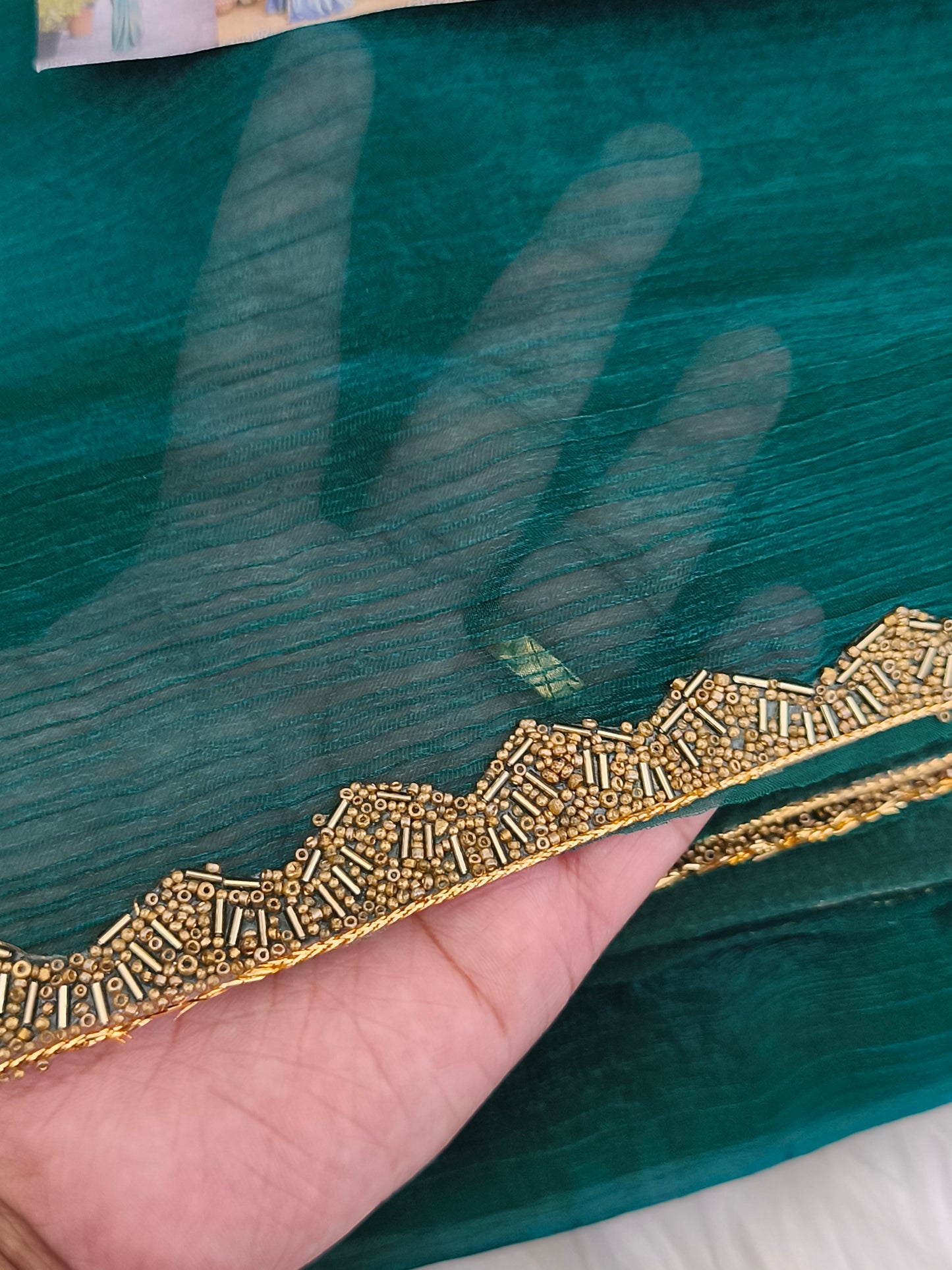 Dark green Soft Fendy Chiffon Party Saree