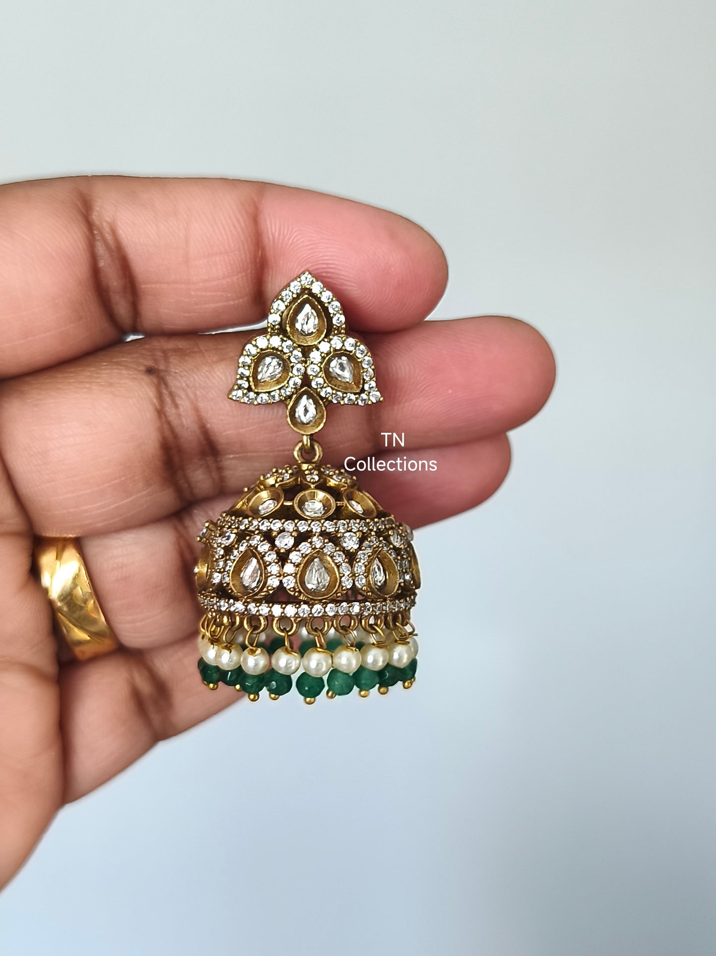 Victorian Ad Jimikki with Green Pearls