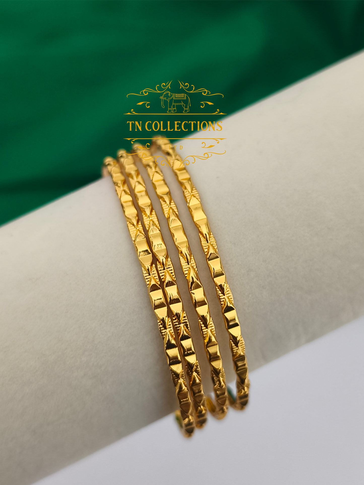 Micro Gold Plated Slim Bombay Bangles Set
