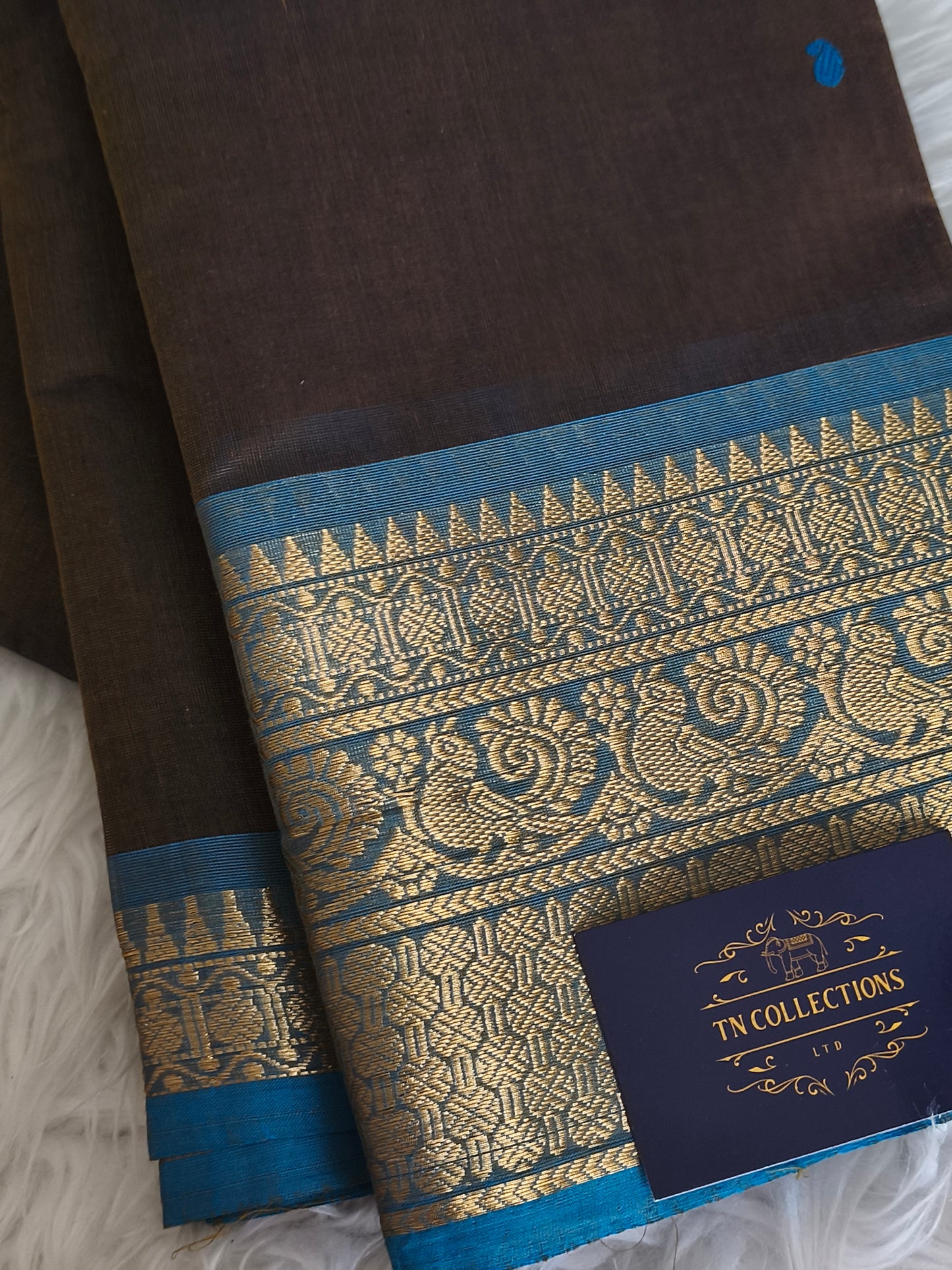 Pure kanchi Cotton Saree (Brown)