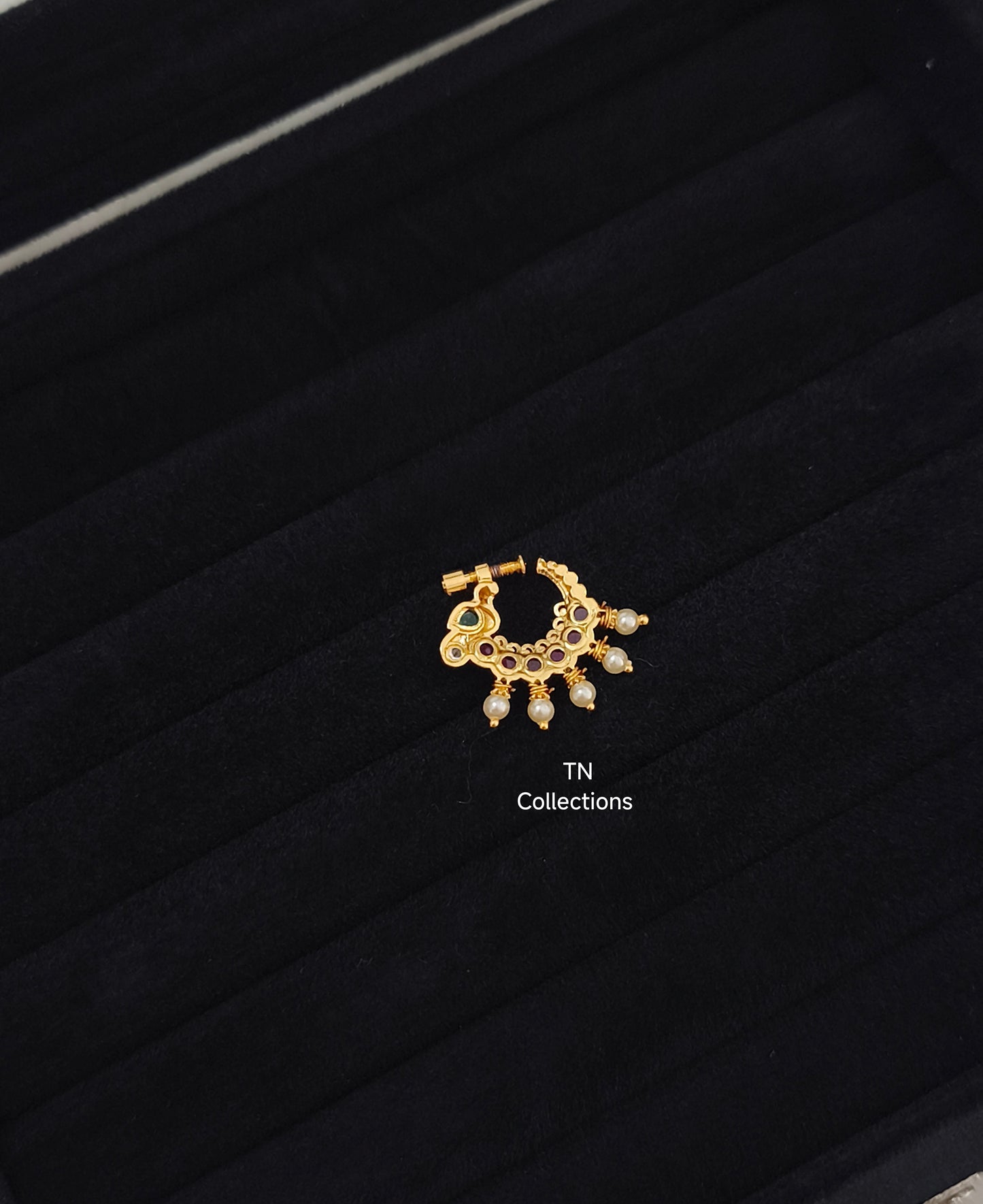 Bridal Gold plated Nose ring (Ruby)