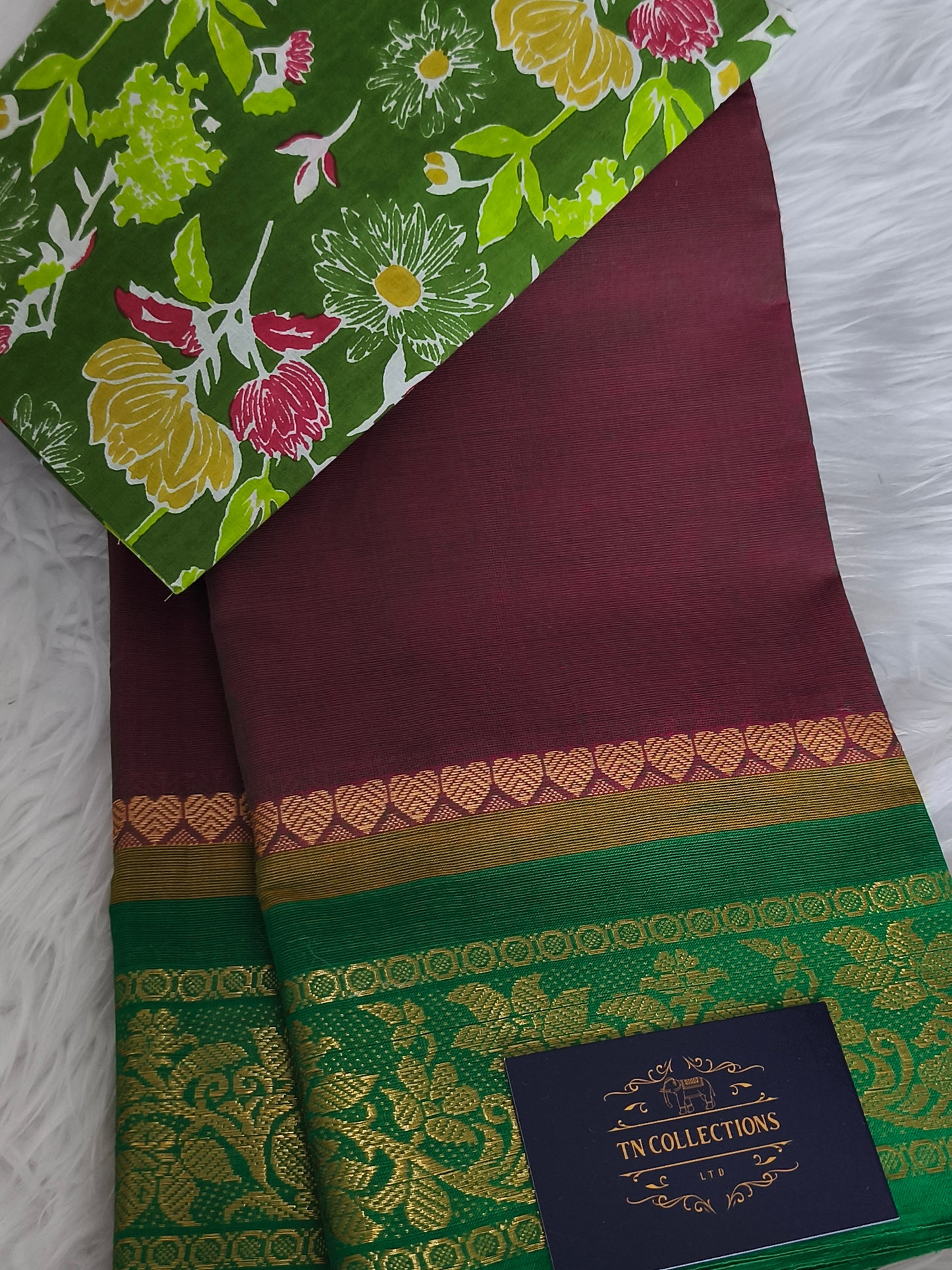Chettinad Cotton Saree with Kalamkarai blouse material