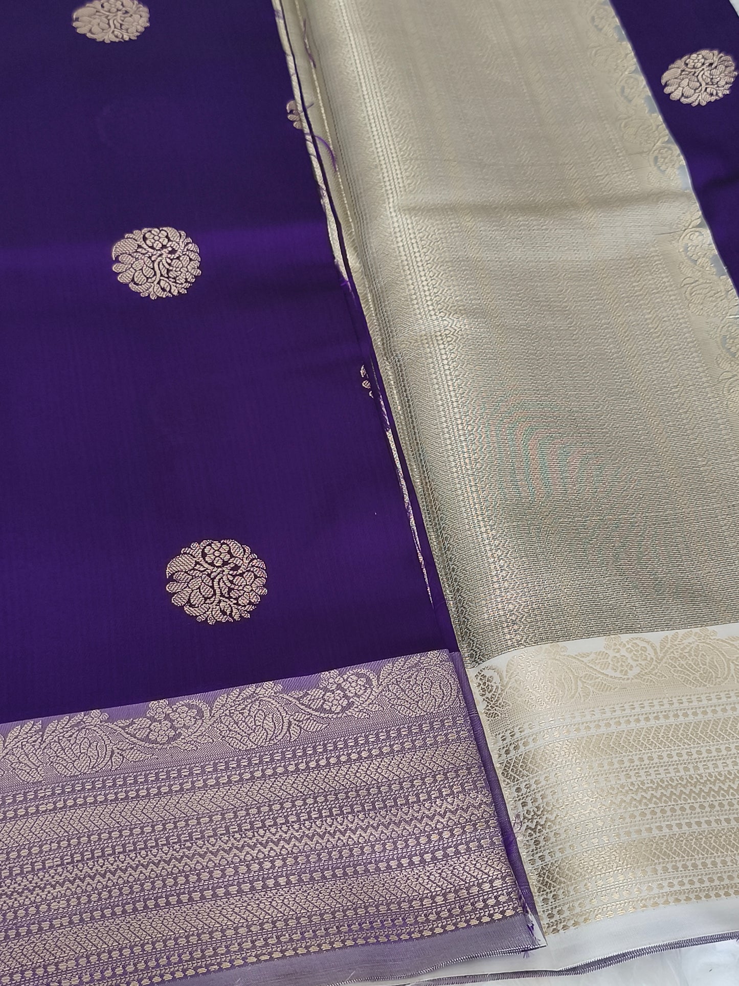 Banarasi Semi Katan Semi Silk Saree (Dark Purple)
