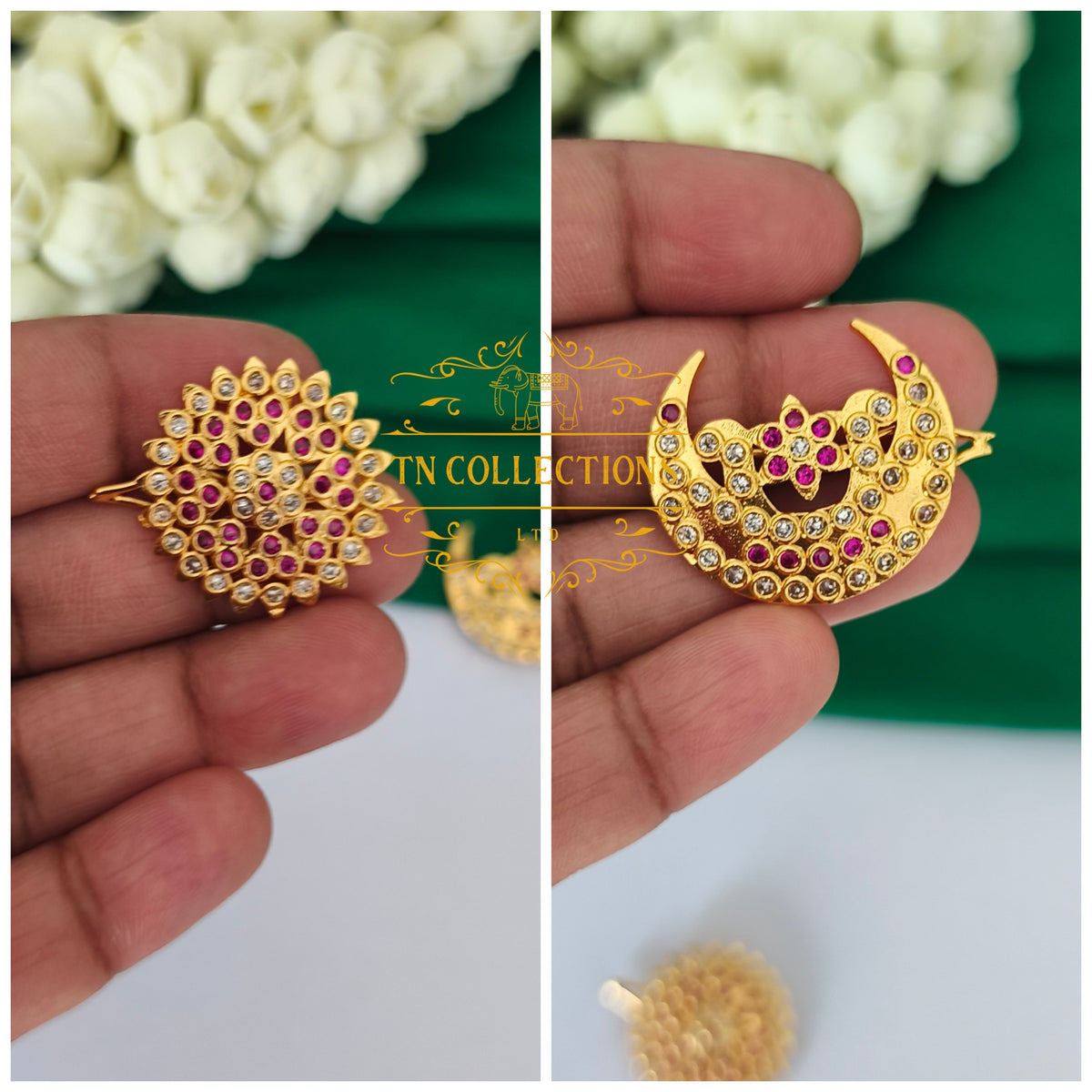 Micro Gold Finish Sun & Moon Bridal Hair Accessories Set